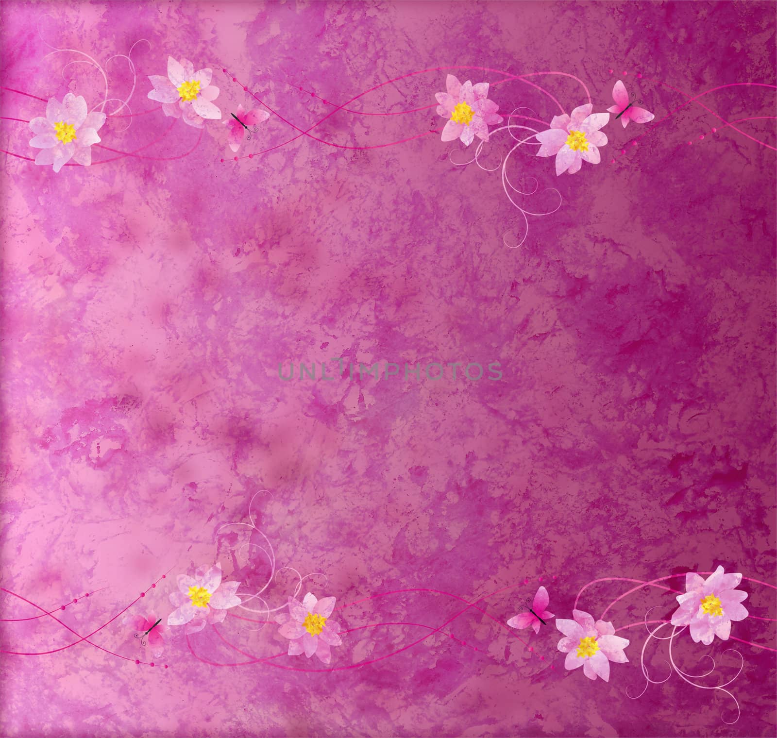 magenta and purple grange paper background with flowers border