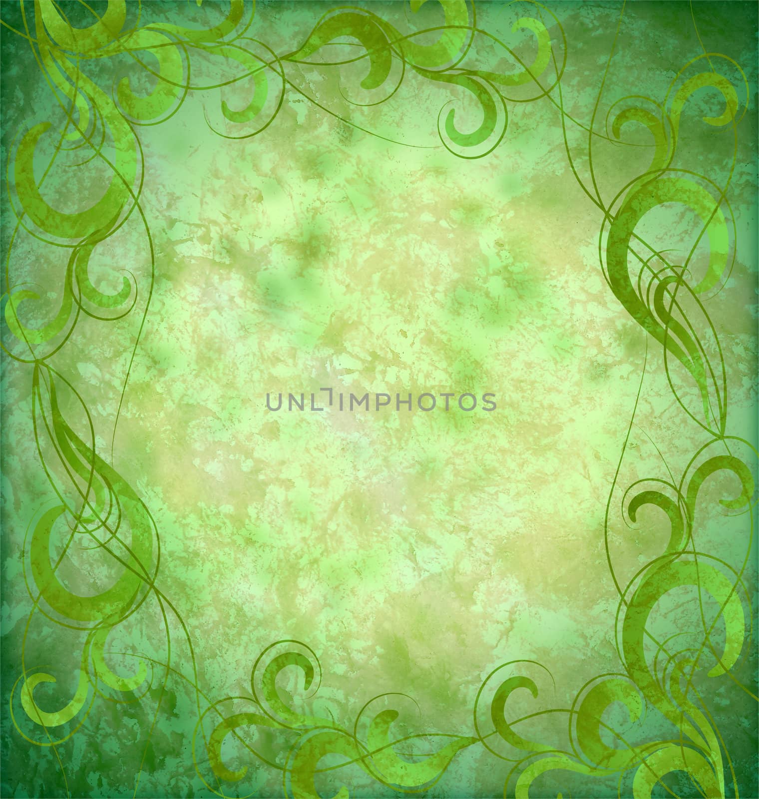 green flourishes grunge background pattern