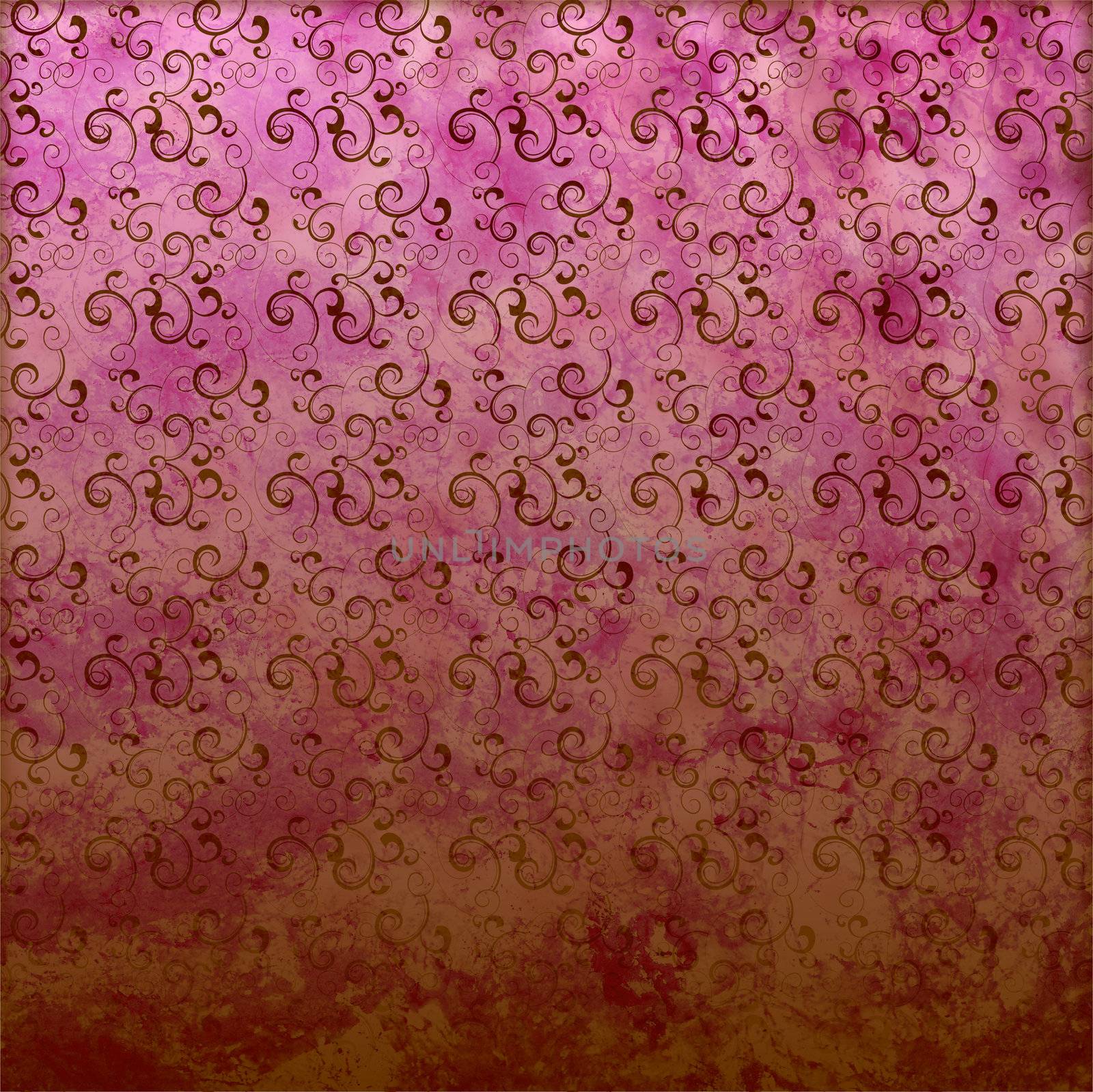 magenta grunge paper background with floral pattern