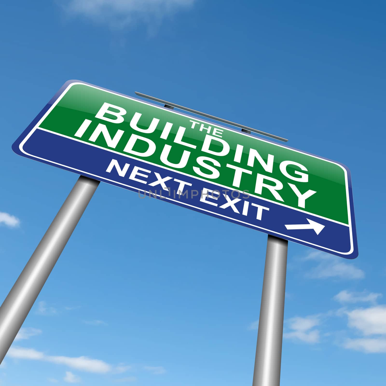 Illustration depicting a sign with a Building Industry concept.