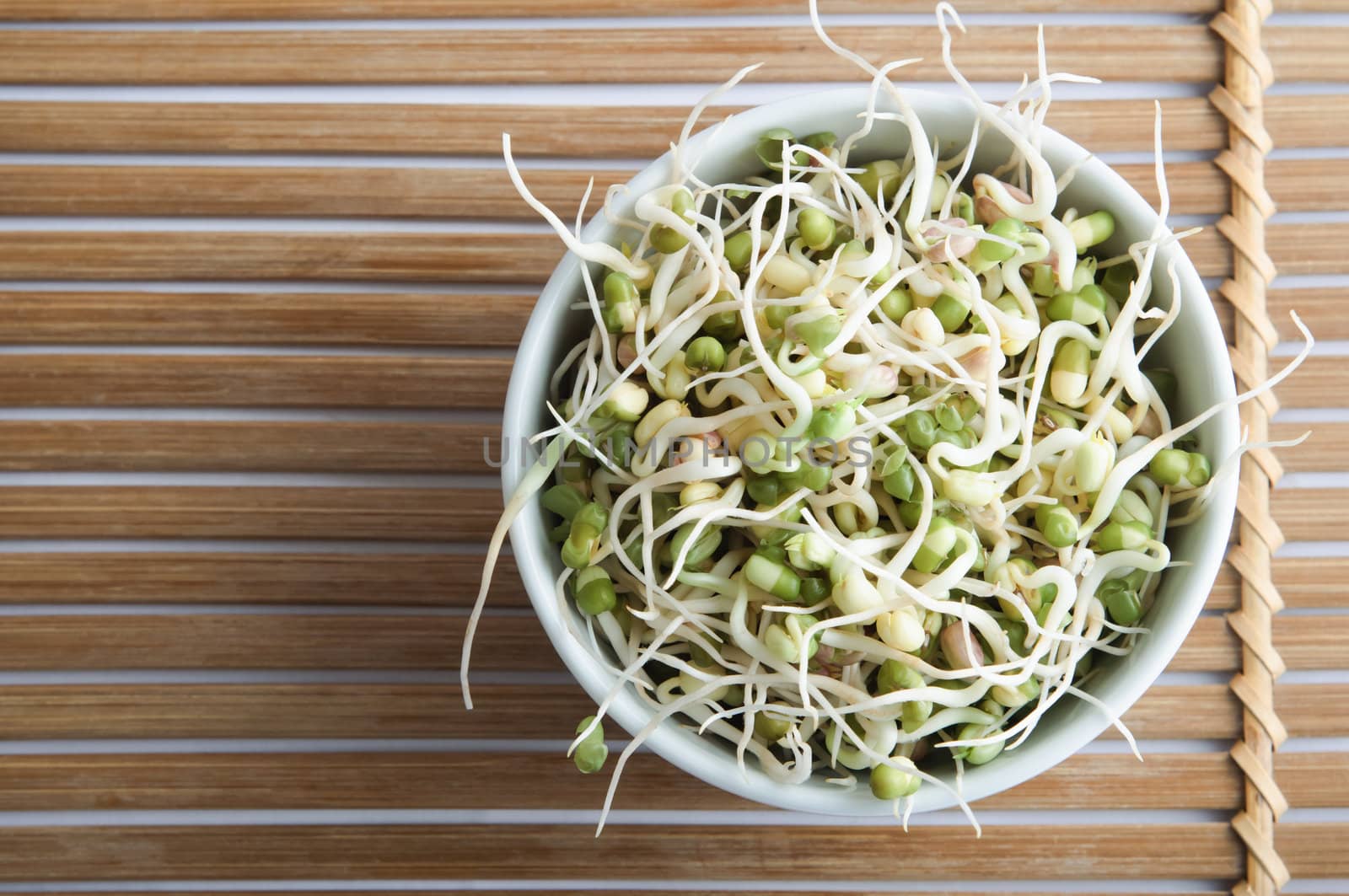 Bowl of Beansprouts Overhead by frannyanne