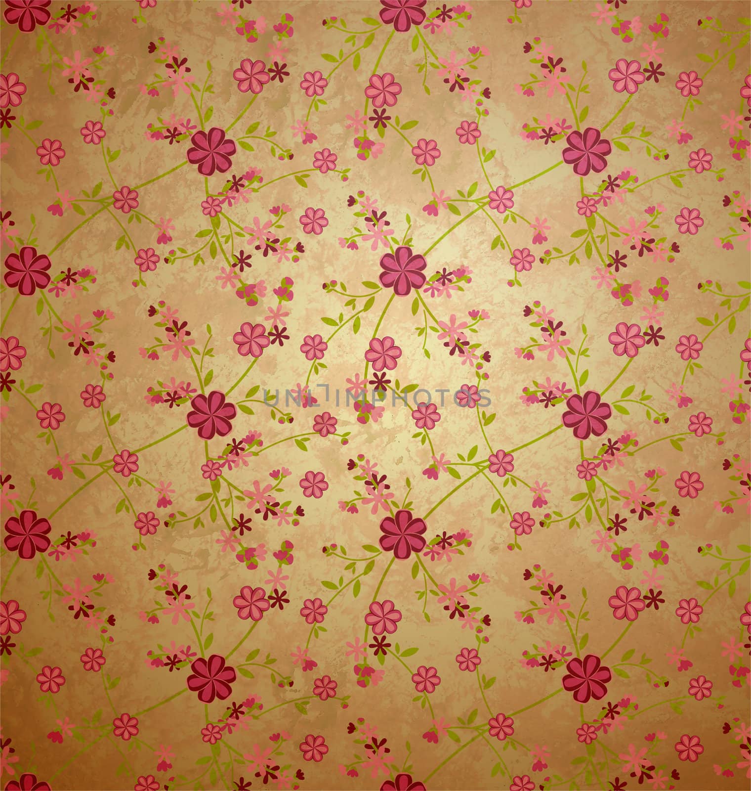 flowers pattern paper grunge vintage background by CherJu