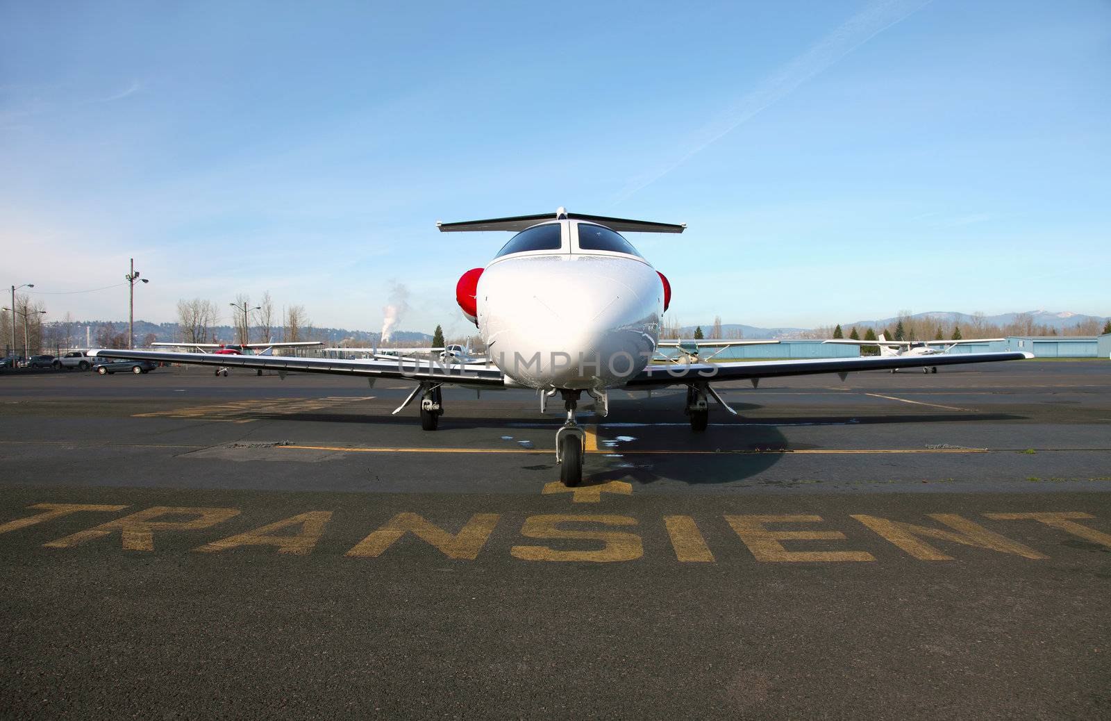 Private jets parked at the Troudale airport in Oregon.