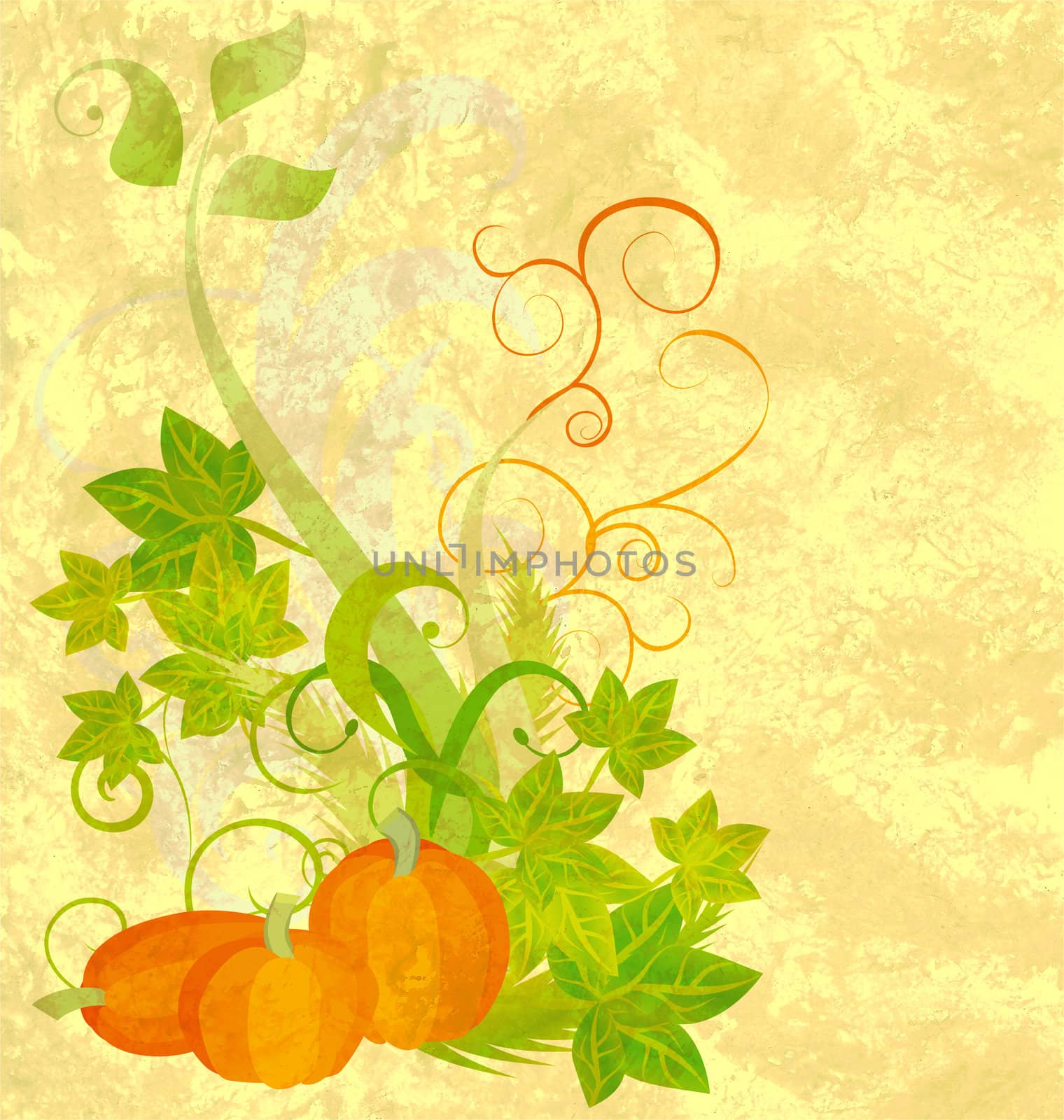 autumn textured orange pumpkin background by CherJu