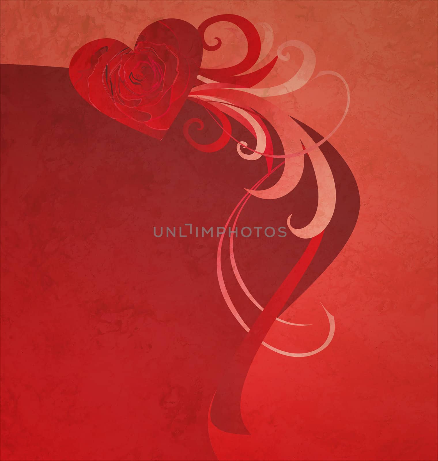 red heart with red rose grunge abstract background for love and  by CherJu