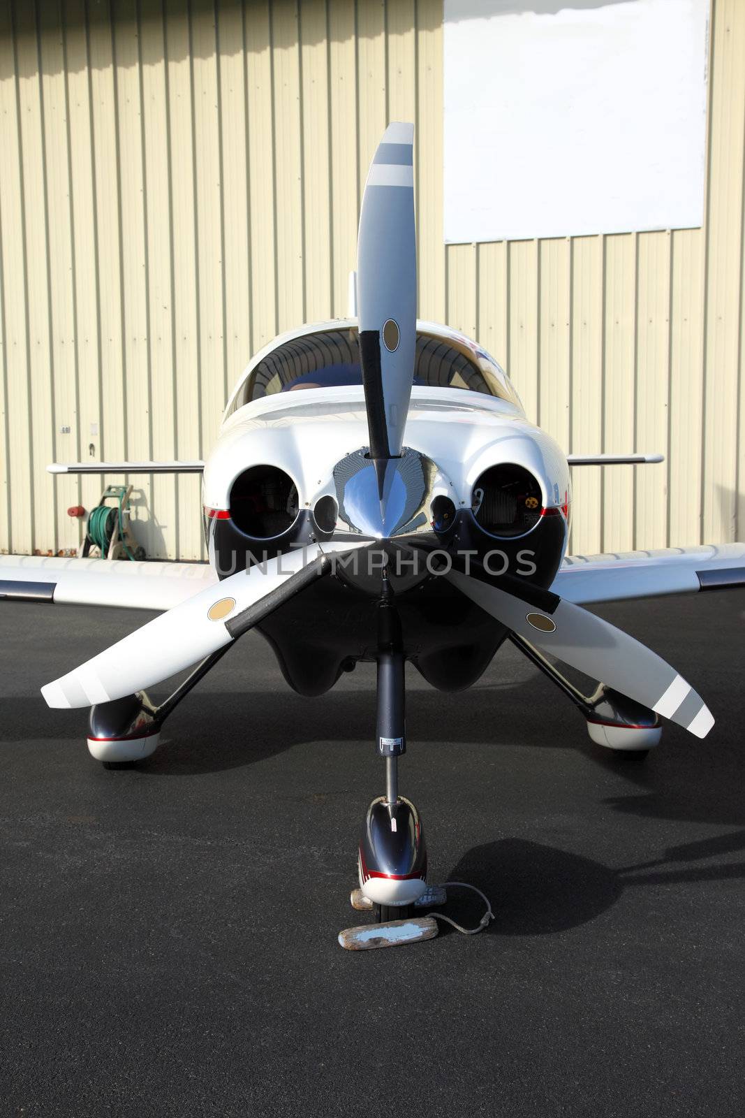 Single engine aircraft parked at the Troudale airport near Portland OR.