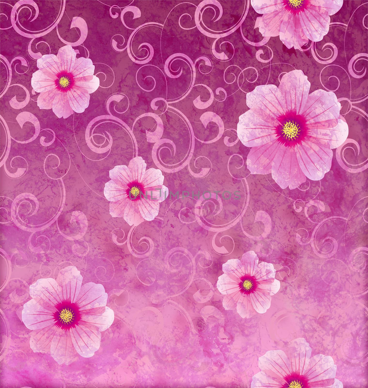 pink flowers romantic spring vintage background, love and cute