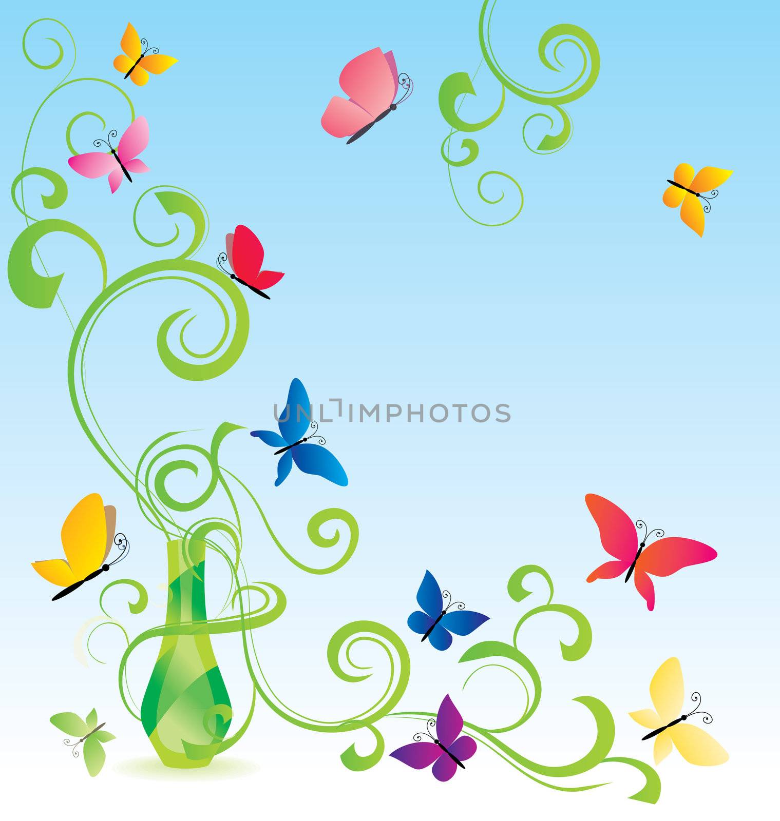 green spring fragrance bottle with flourishes and butterfly