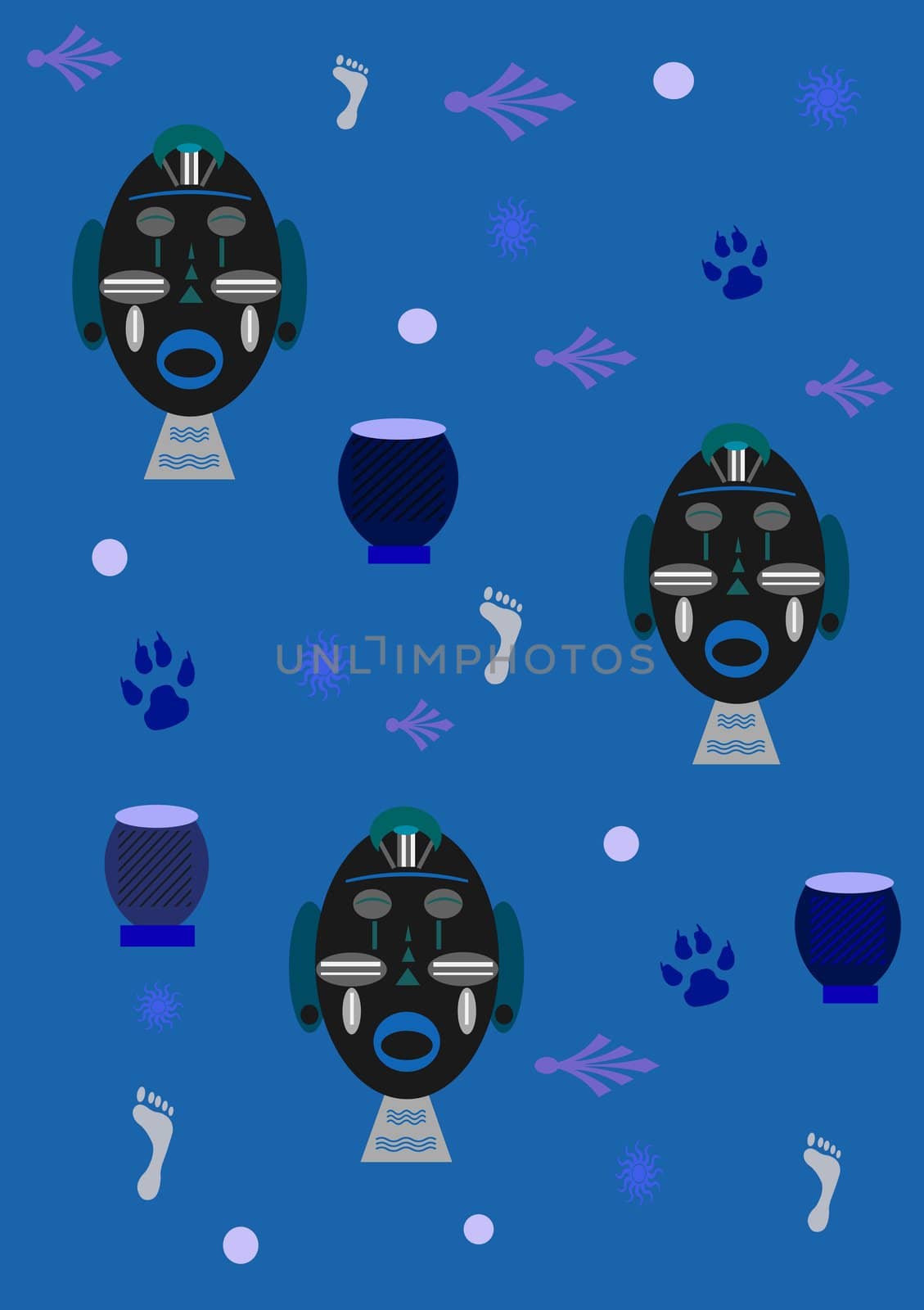 ethnic background with colorful masks