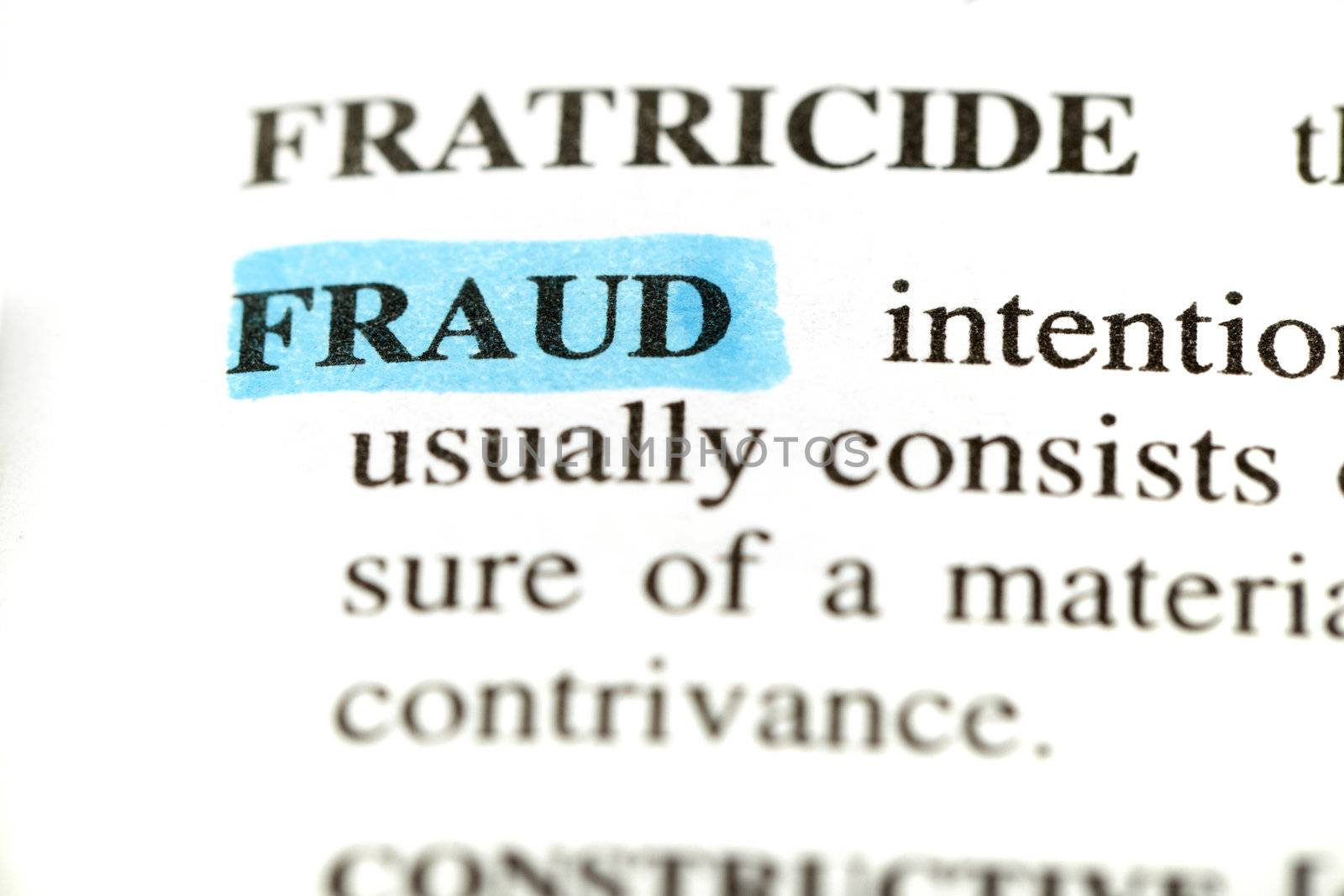 Highlighted definition of the word fraud from a legal dictionary