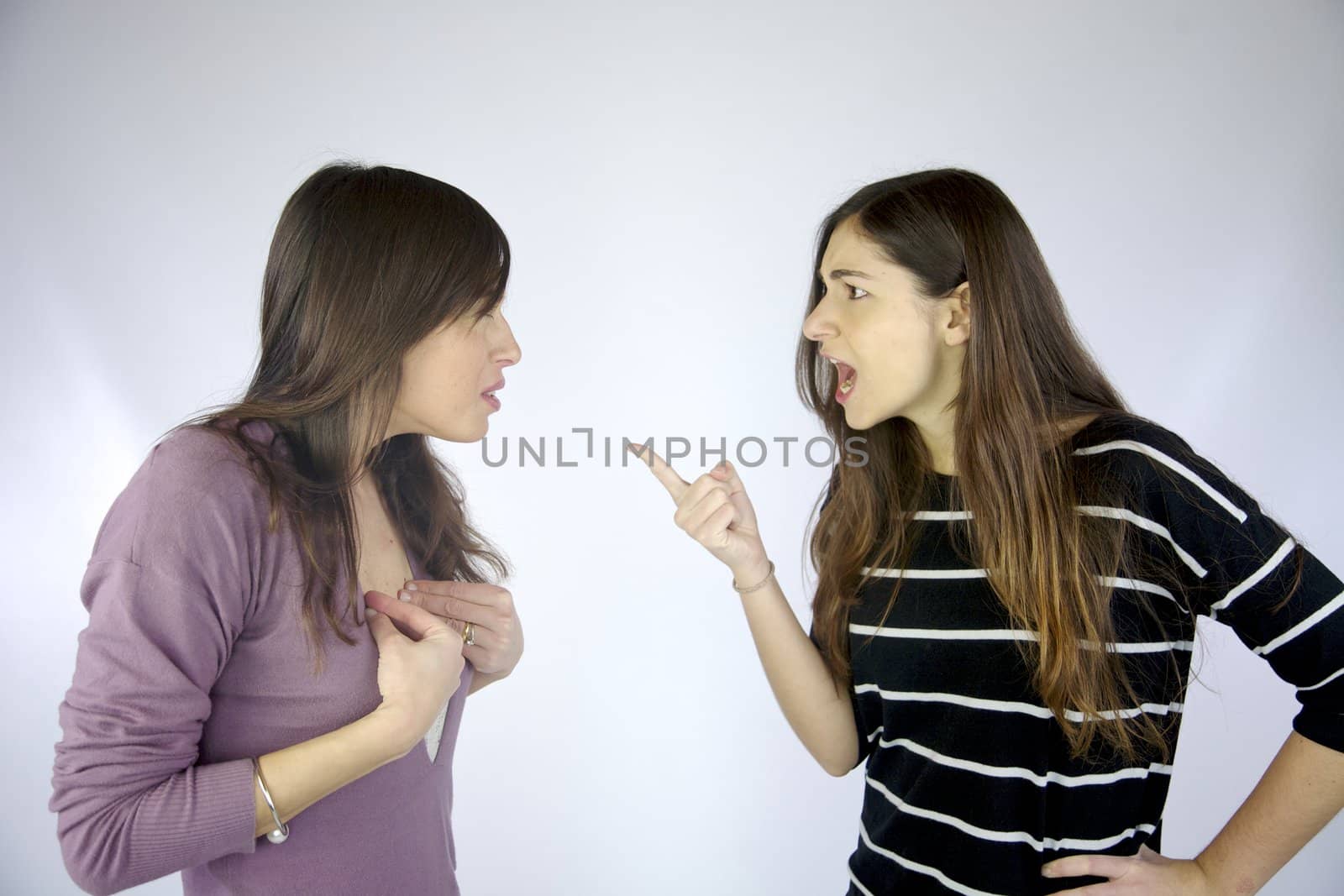 Girls arguing strongly very angry