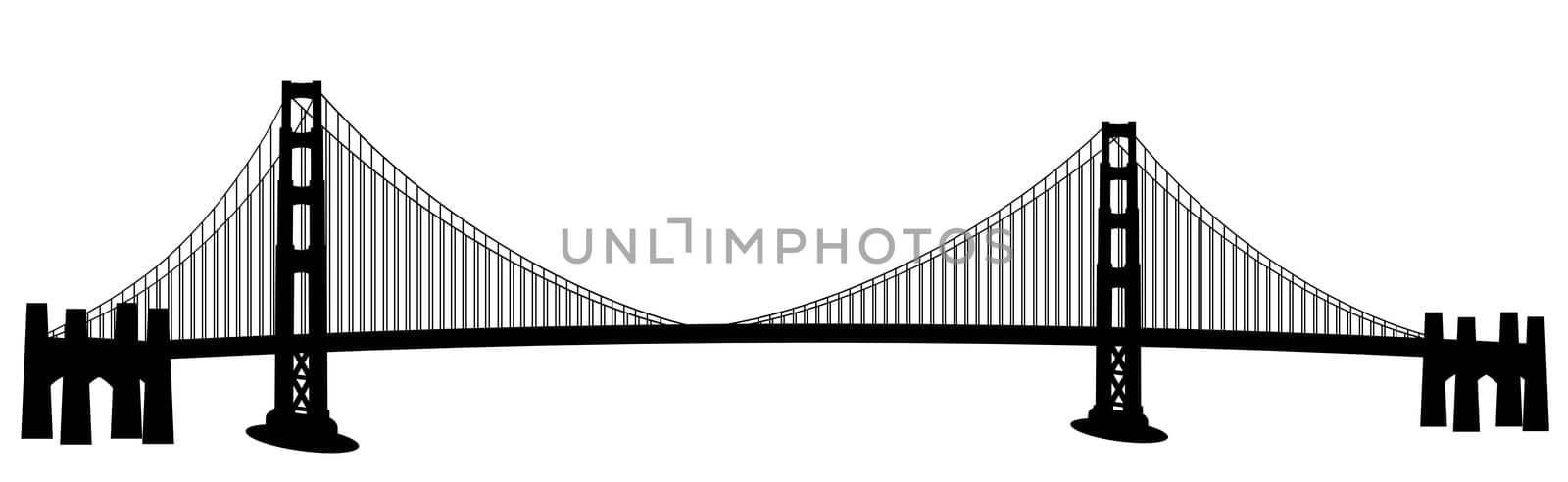 San Francisco Golden Gate Bridge Black and White Clip Art