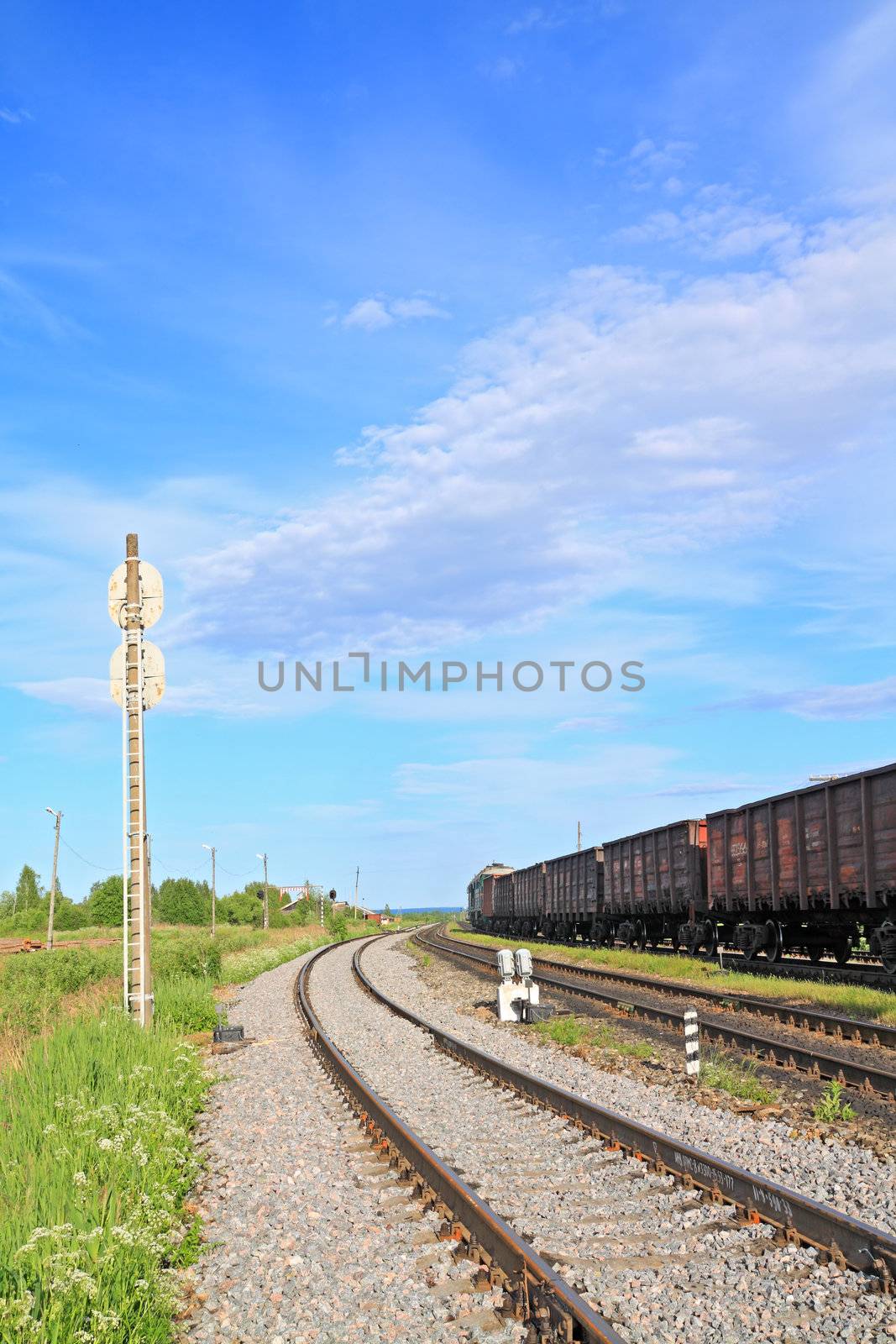 train on small railway station