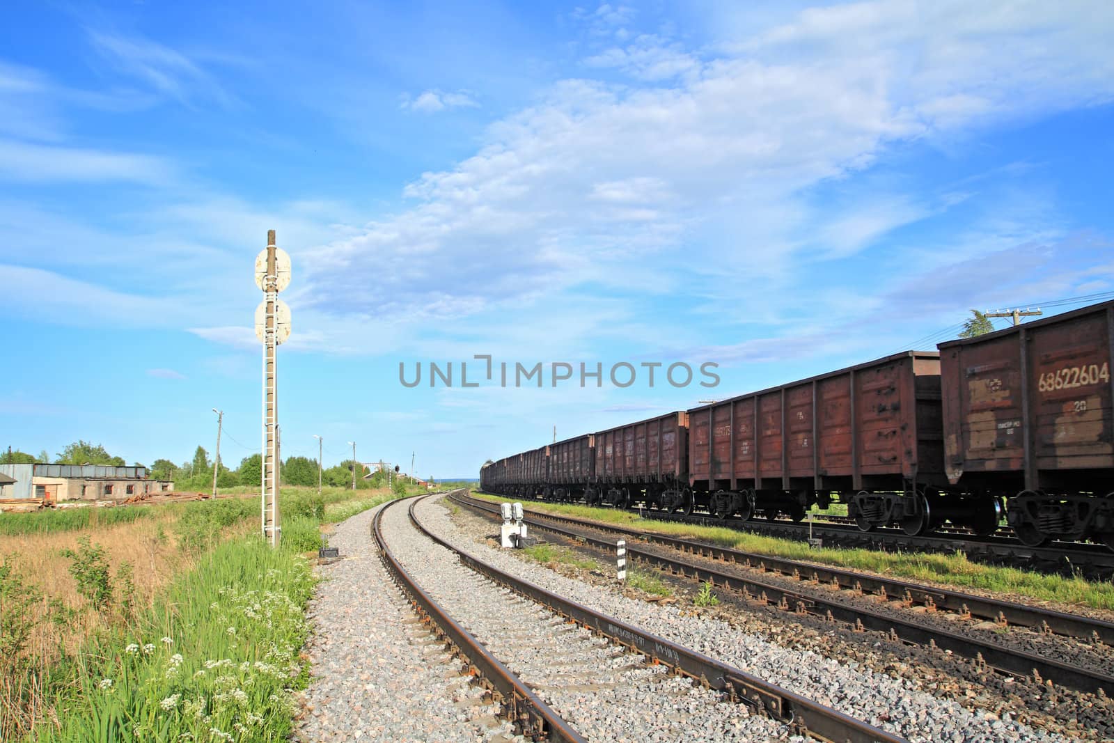 train on small railway station