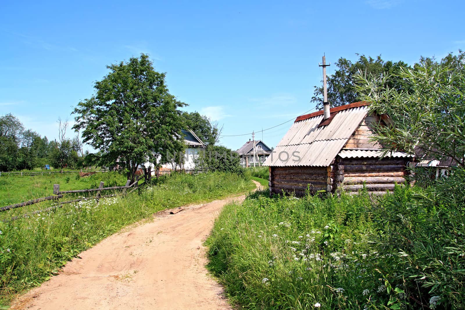 sandy road in old village