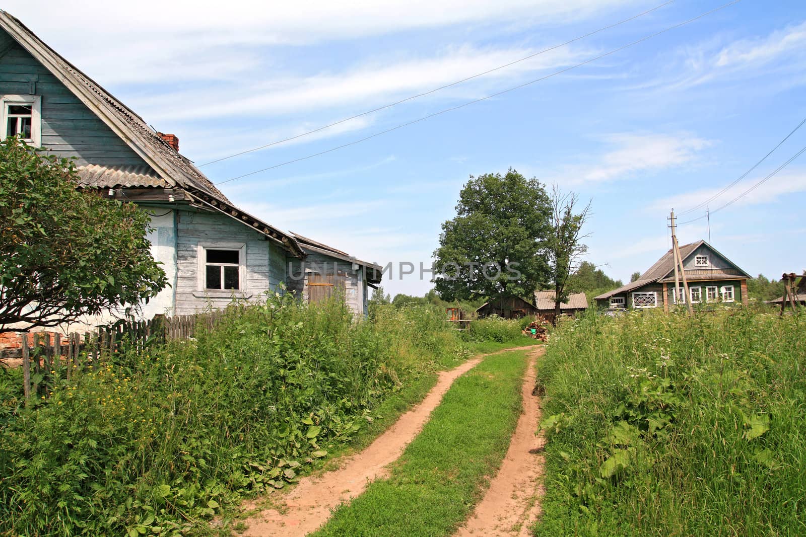 sandy road in abandoned village