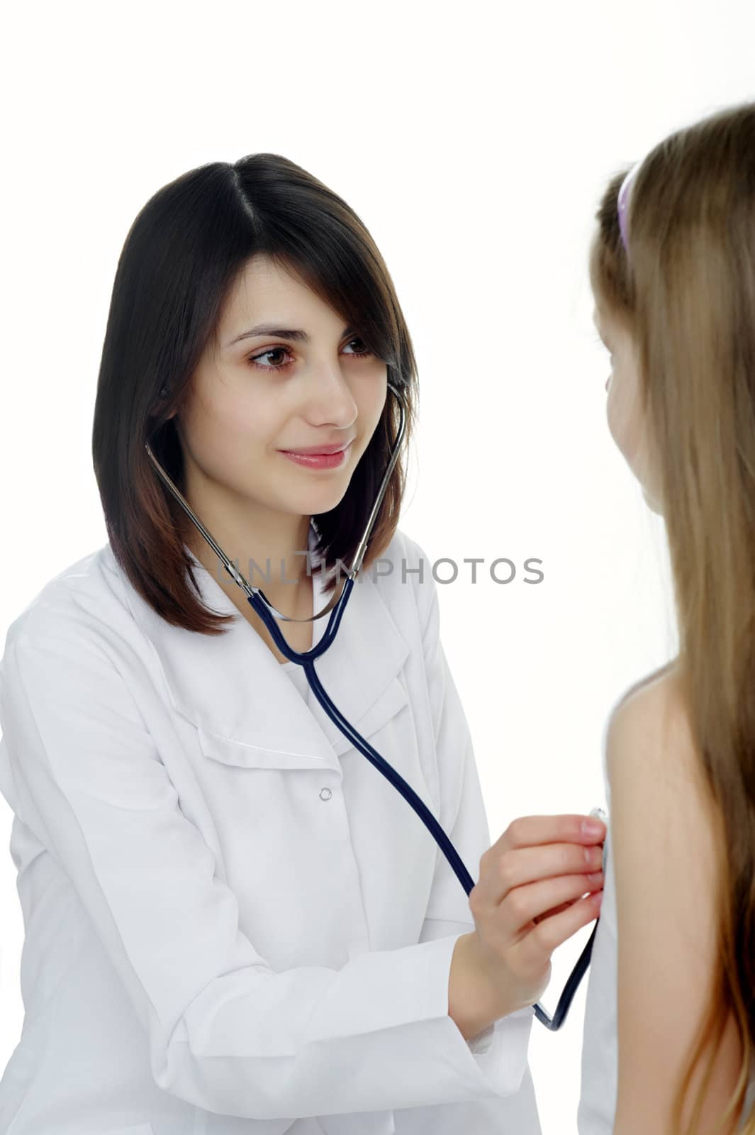 An image of a young female doctor and a patient