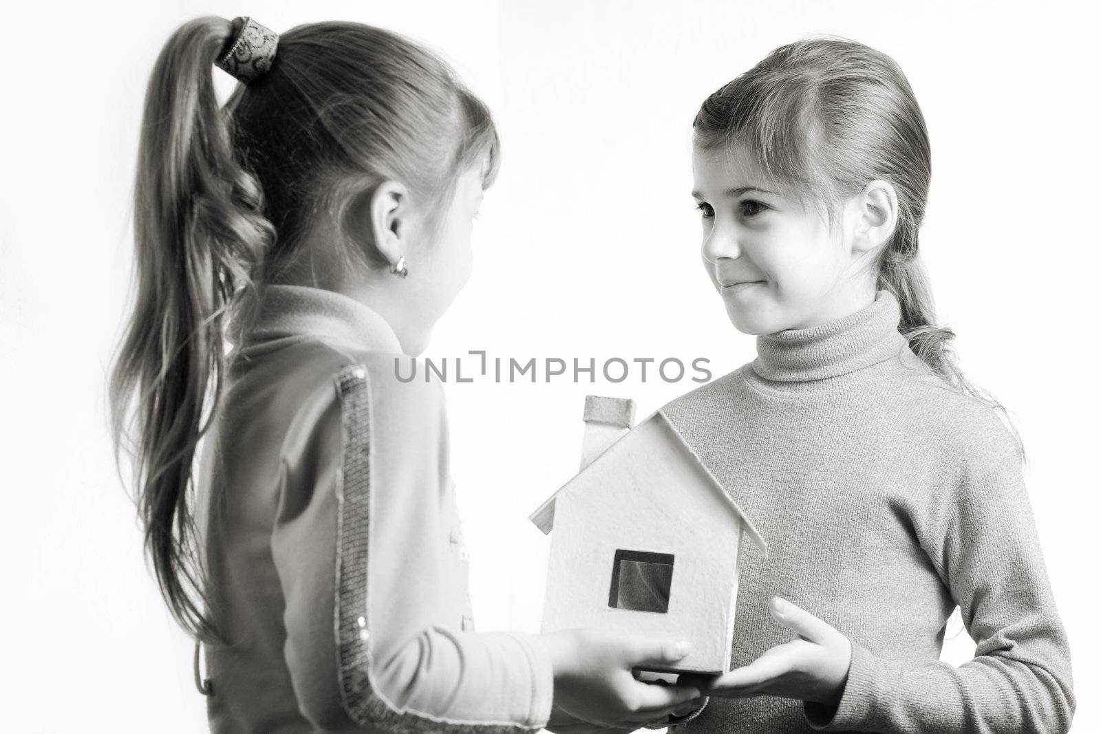 An image of nice children with little house
