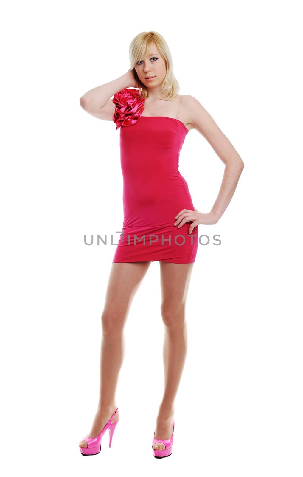 An image of a nice woman in a pink dress