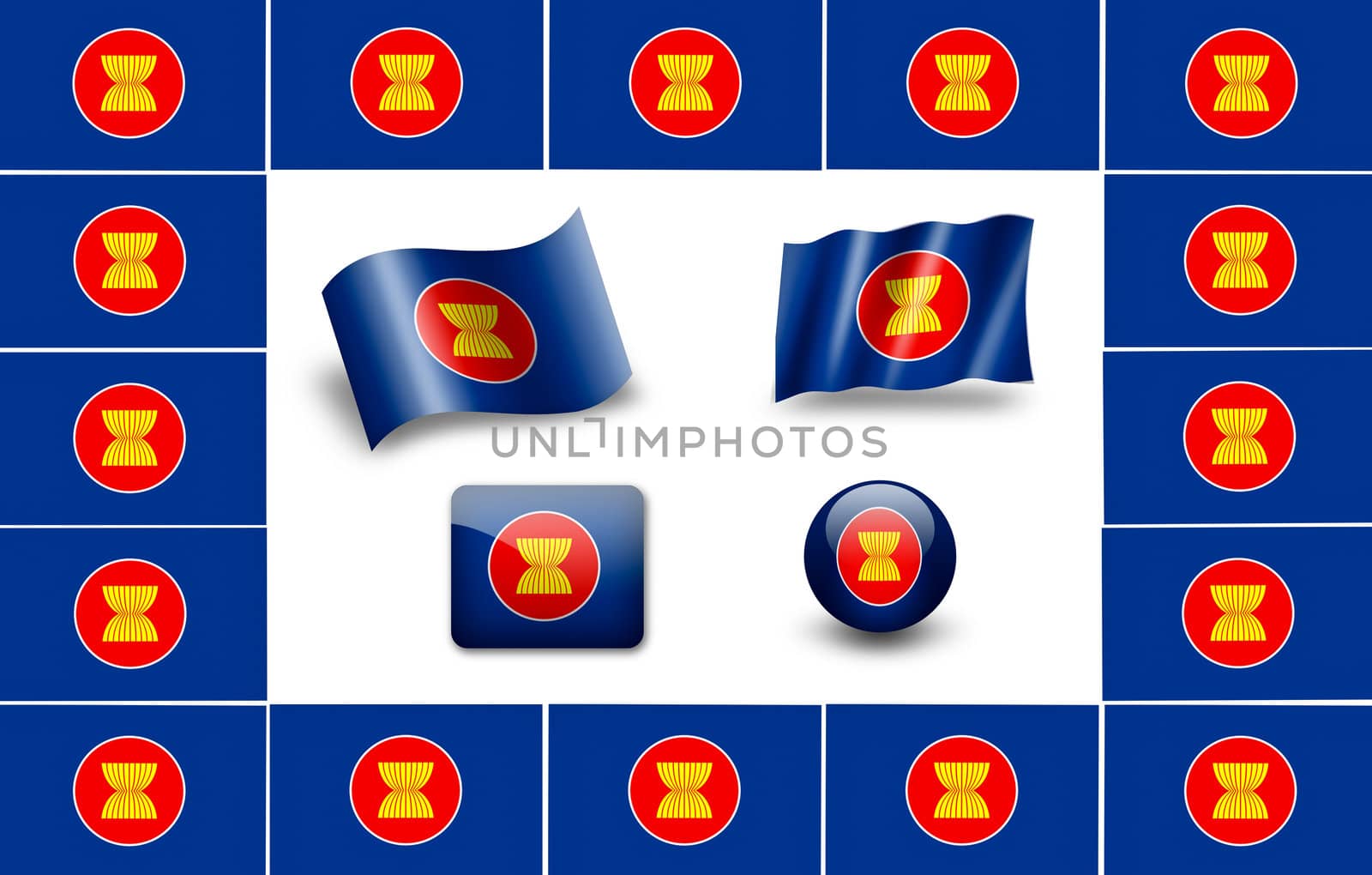 asean flag icon set by ewastudio