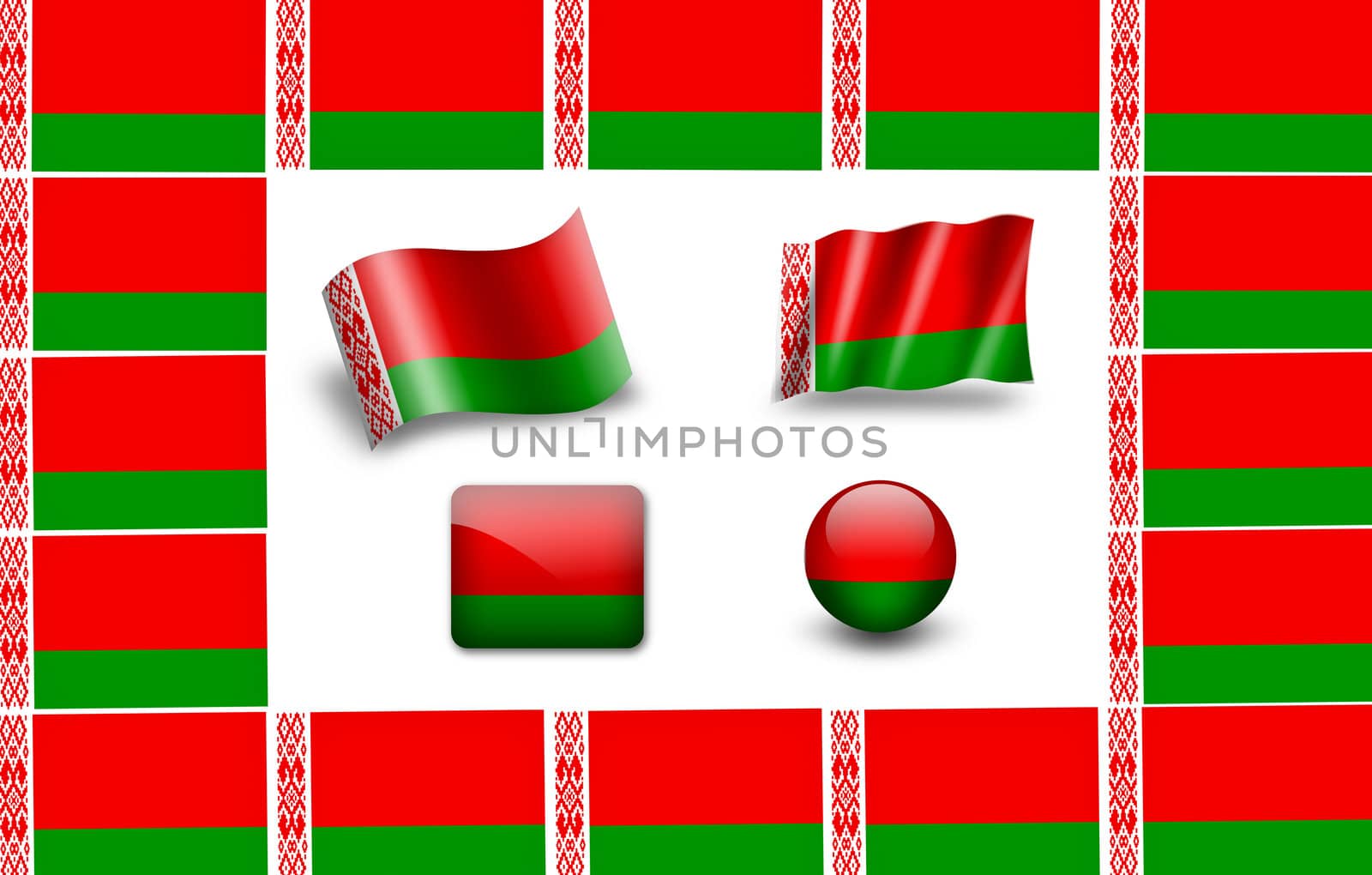 Belarus National flag icon set