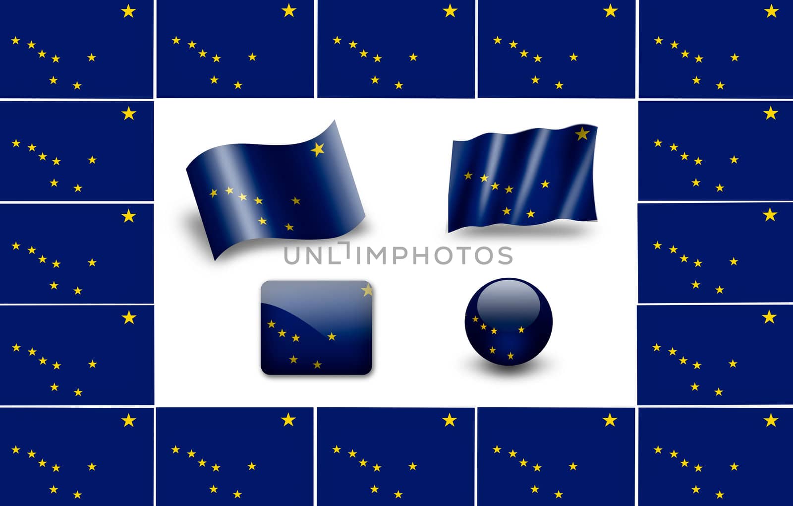 flag of Alaska. icon set by ewastudio