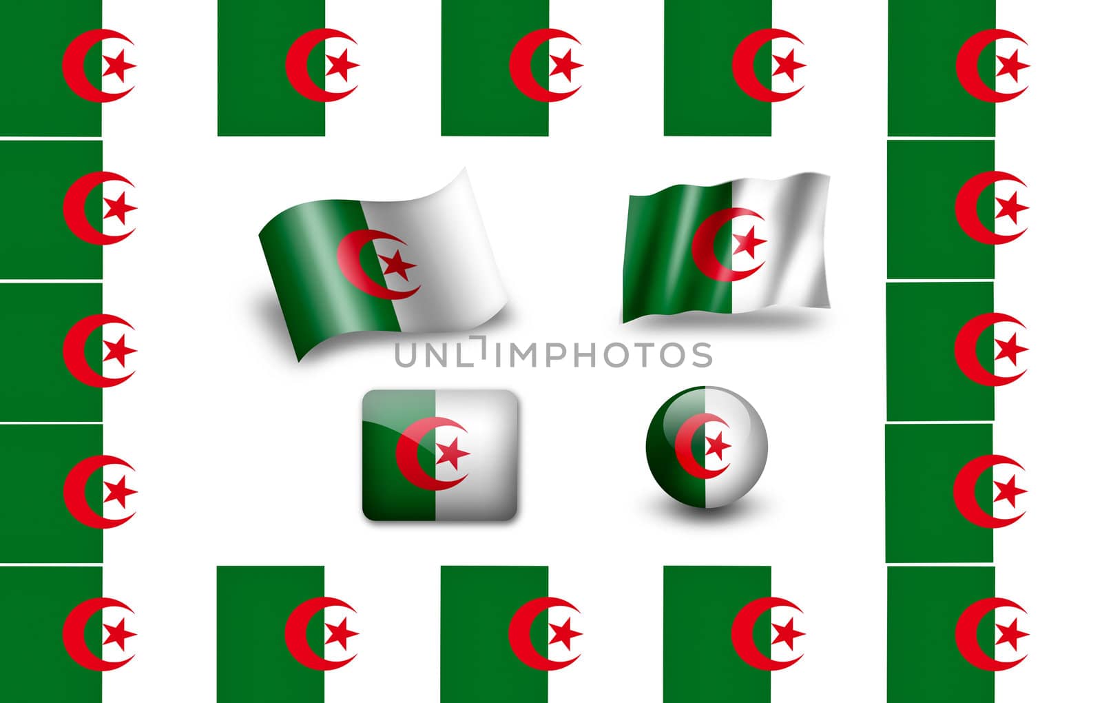 flag of Algeria. icon set by ewastudio