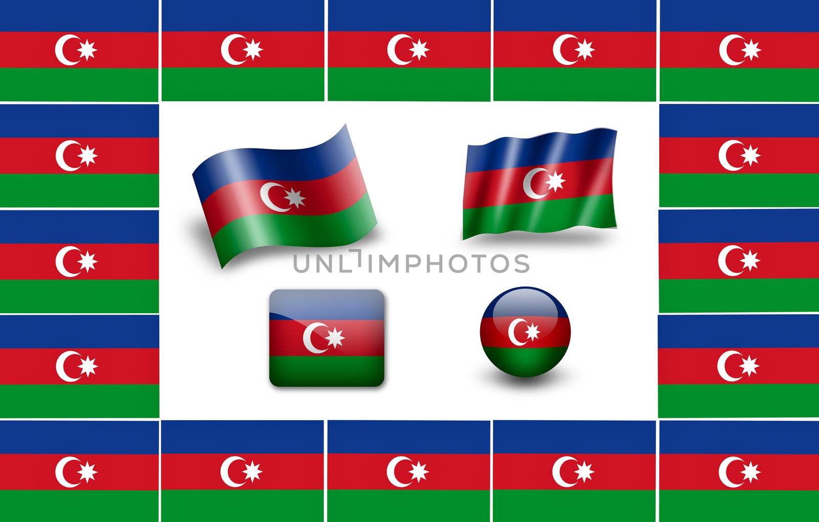 flag of Azerbaijan. icon set by ewastudio