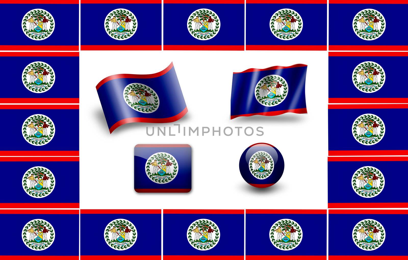 flag of Belize. icon set by ewastudio
