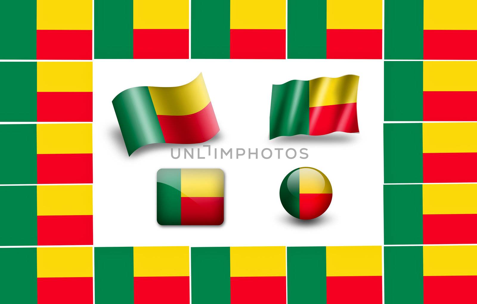 flag of Benin. icon set