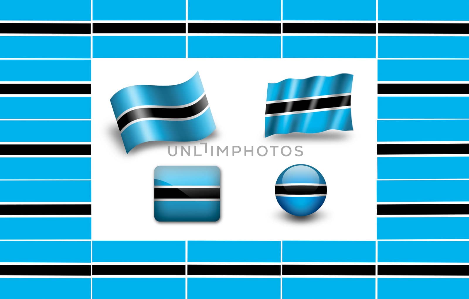 flag of Botswana. icon set