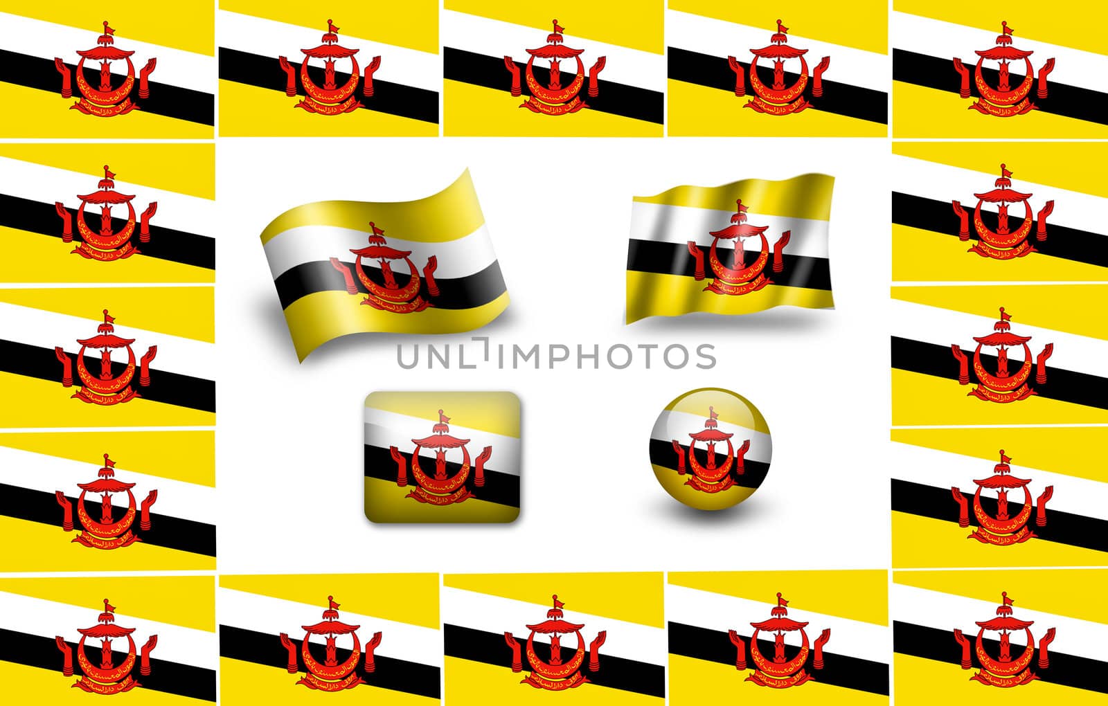 flag of Brunei. icon set