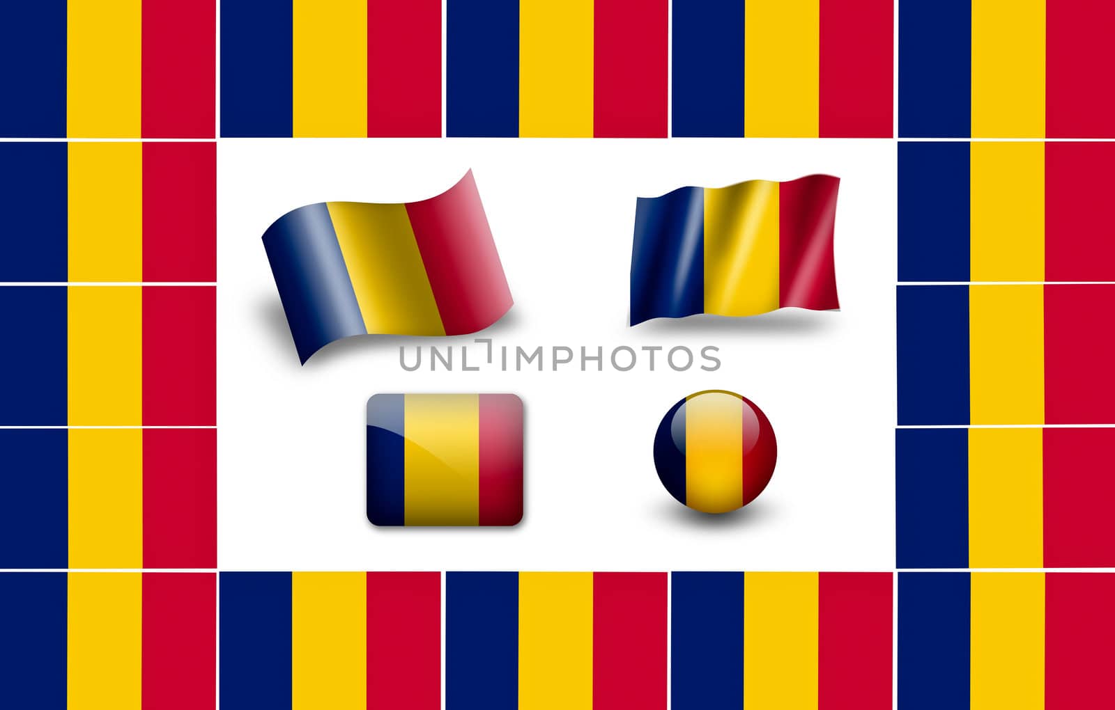 flag of Chad. icon set by ewastudio