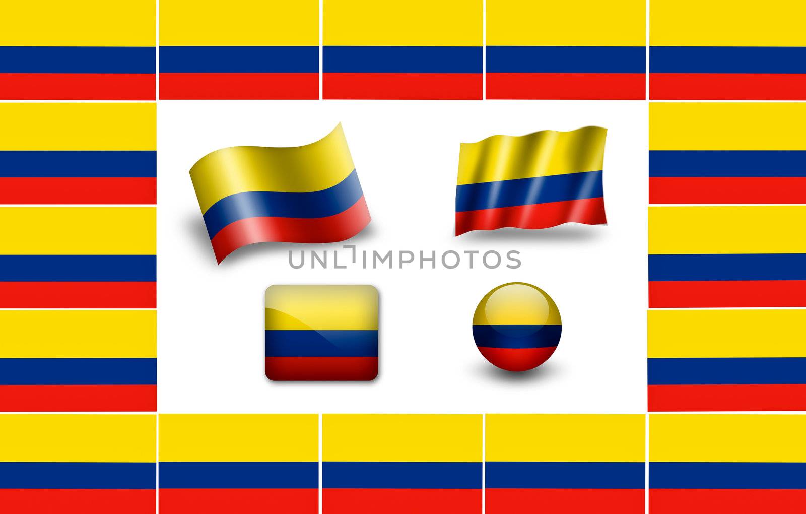 Flag of Colombia.  icon set. flags frame. by ewastudio