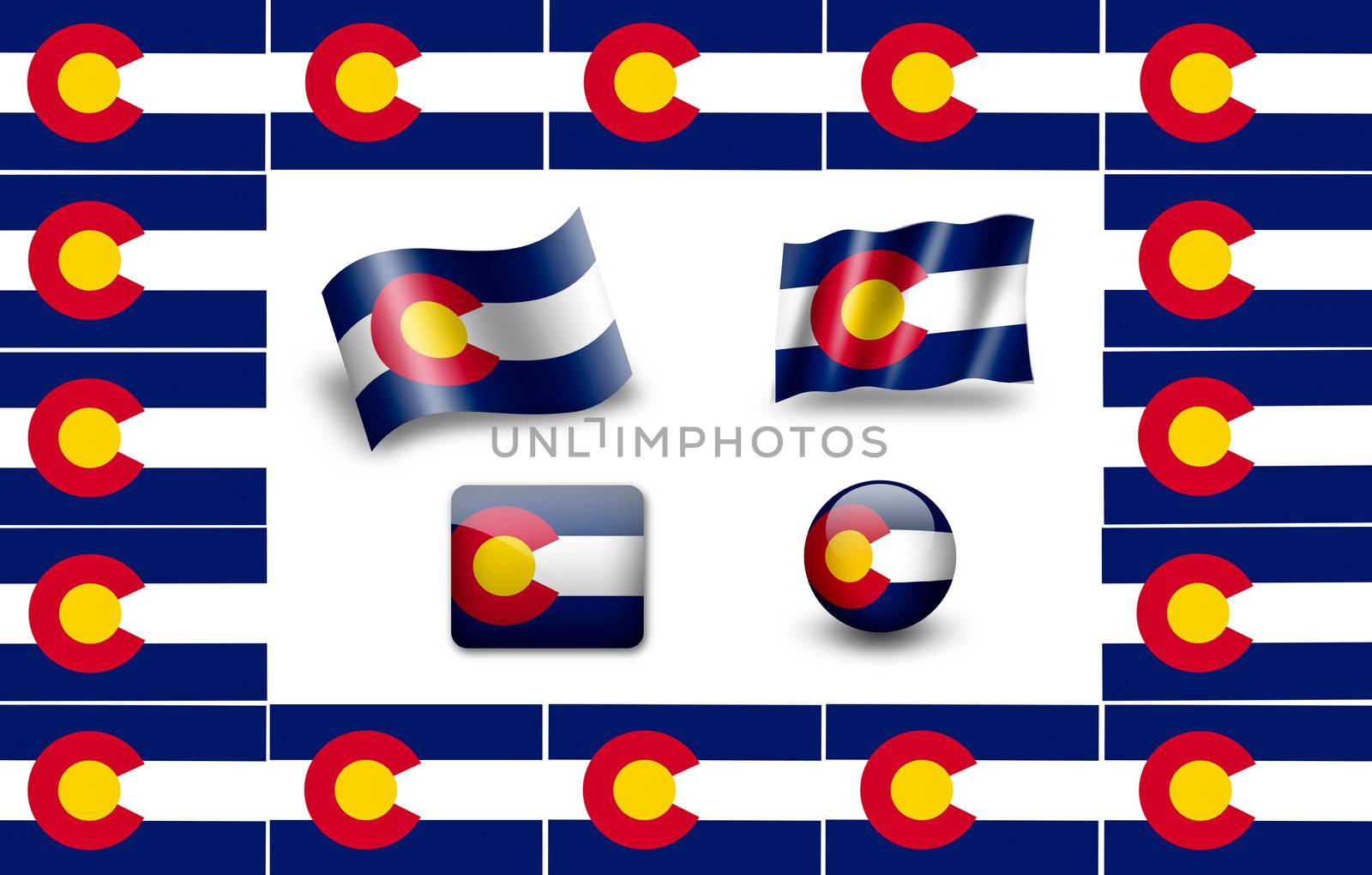 Flag of Colorado.  icon set. flags frame. by ewastudio
