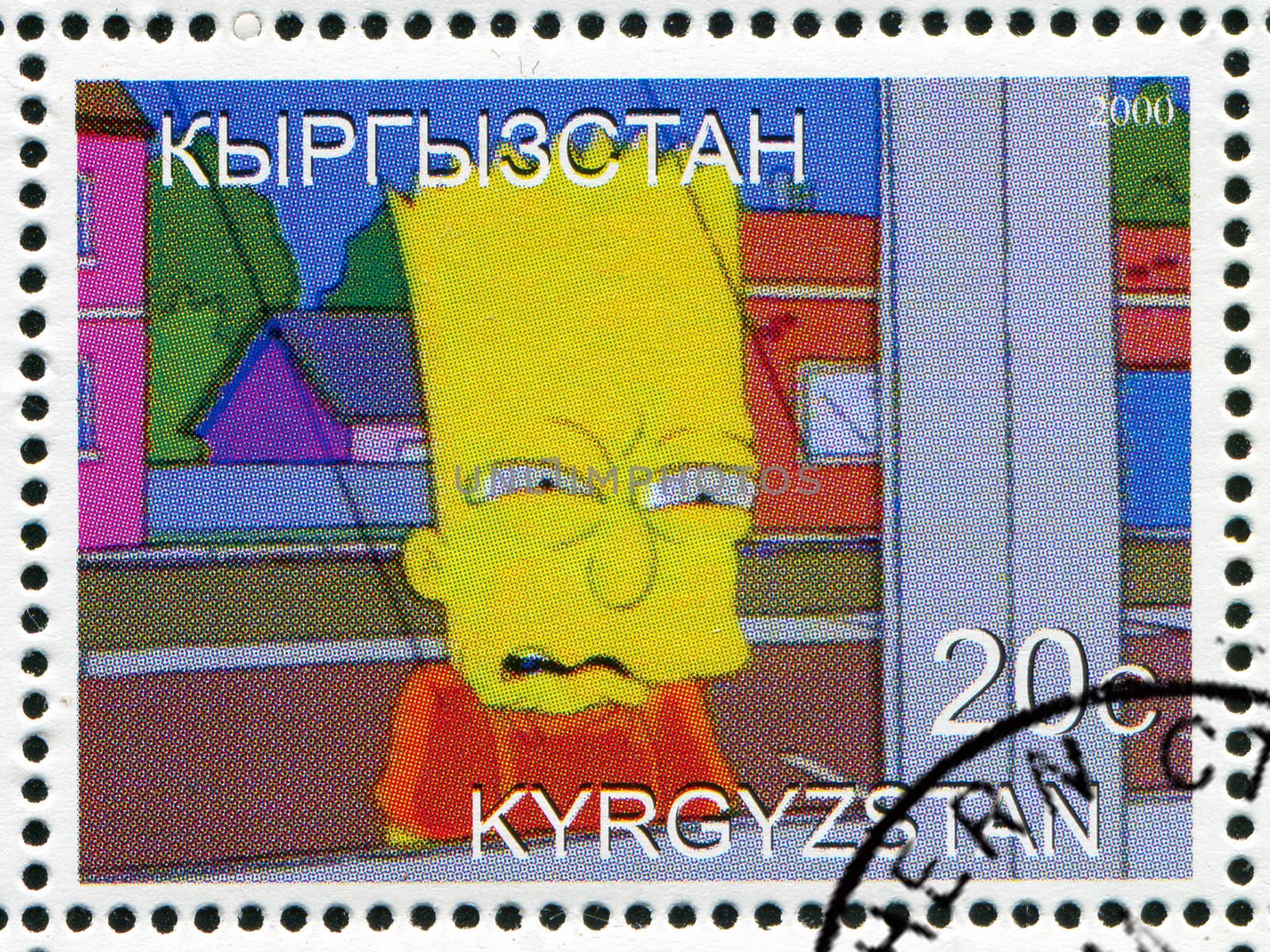 KYRGYZSTAN - CIRCA 2000: stamp printed by Kyrgyzstan, shows  Bartholomew Jo-Jo Simpson, circa 2000.