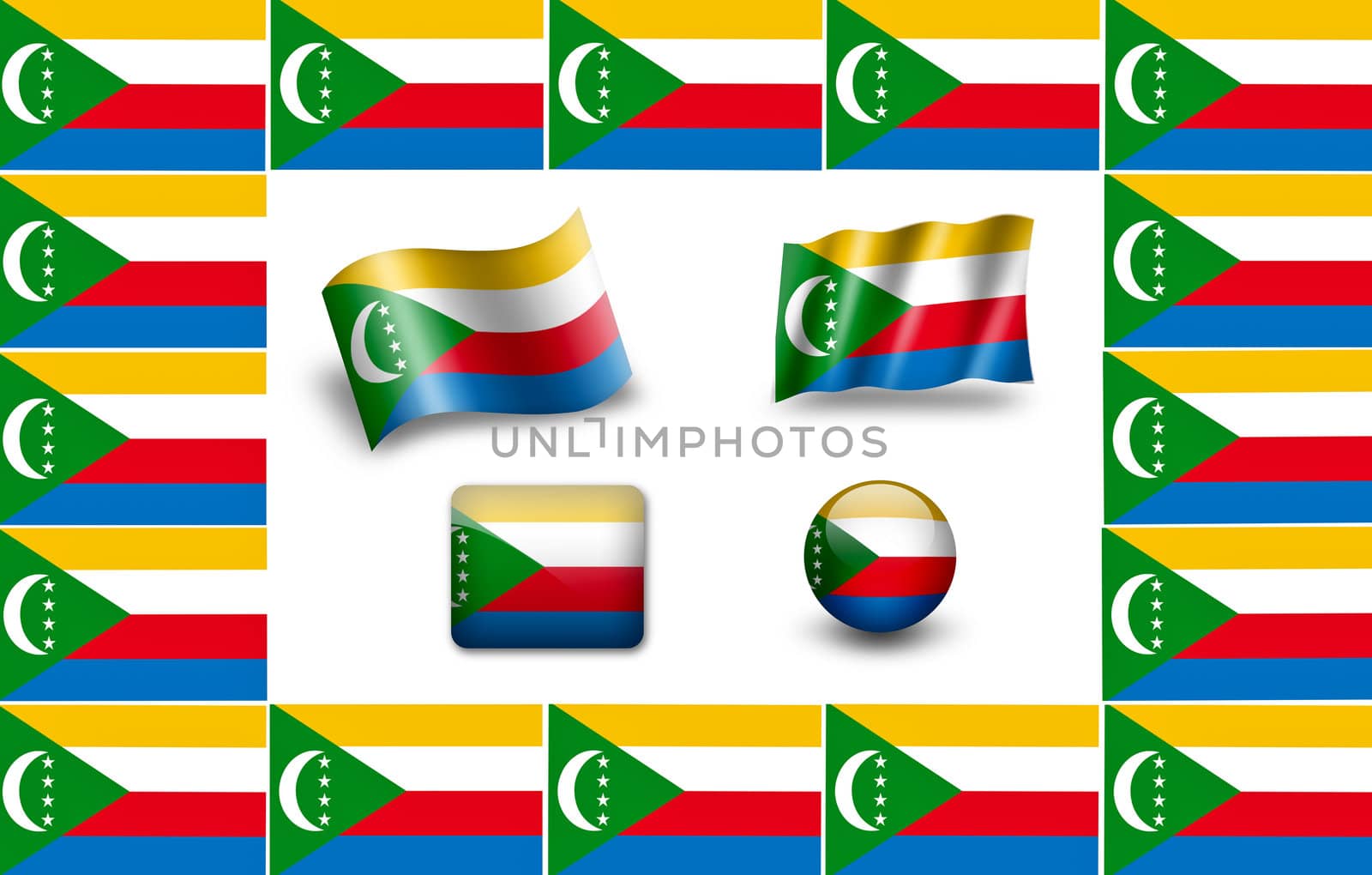 Flag of Comoros.  icon set. flags frame.