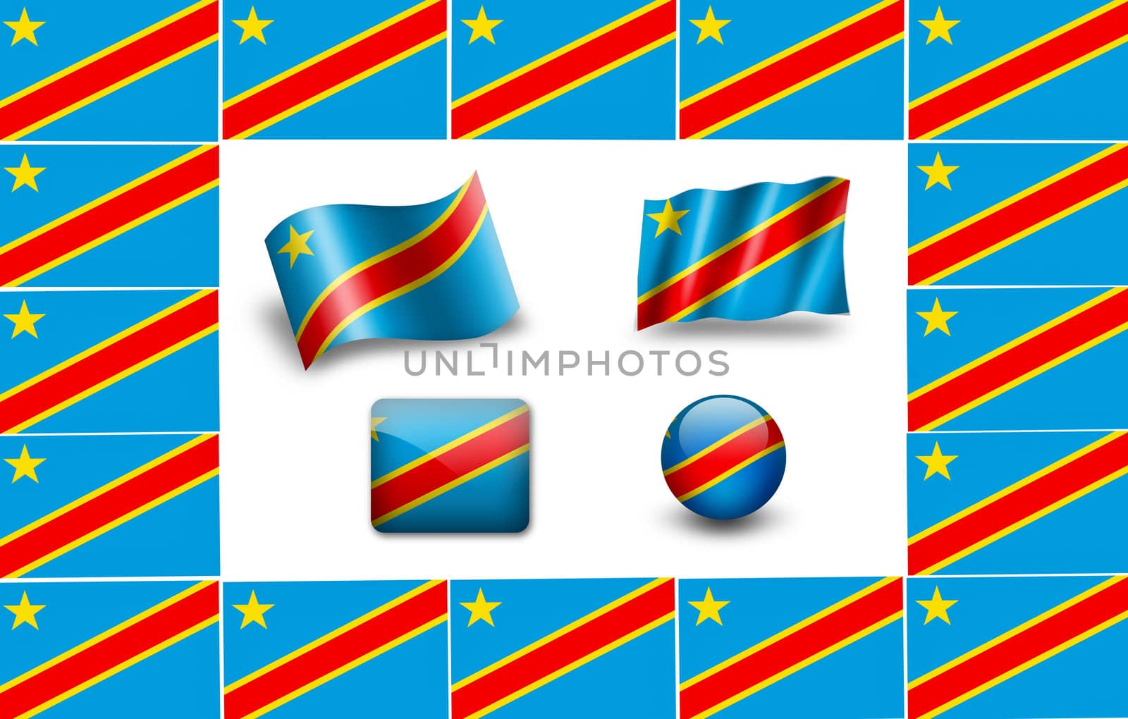 flag of Congo.  icon set. flags frame. by ewastudio