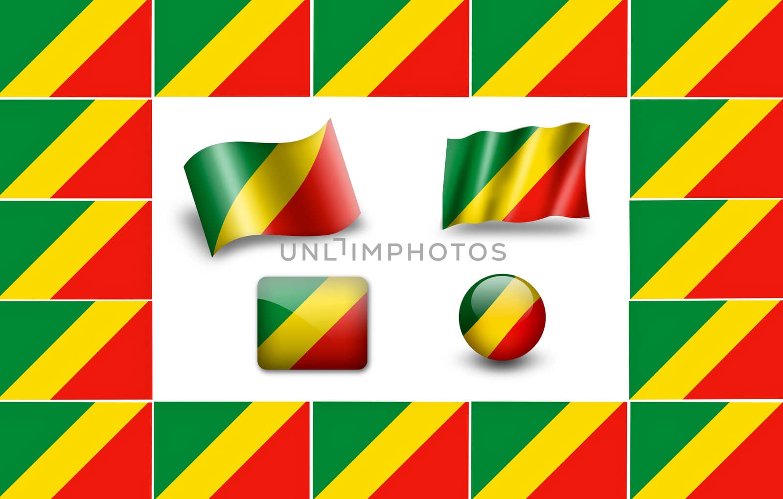 Flag of Congo.  icon set. flags frame. by ewastudio