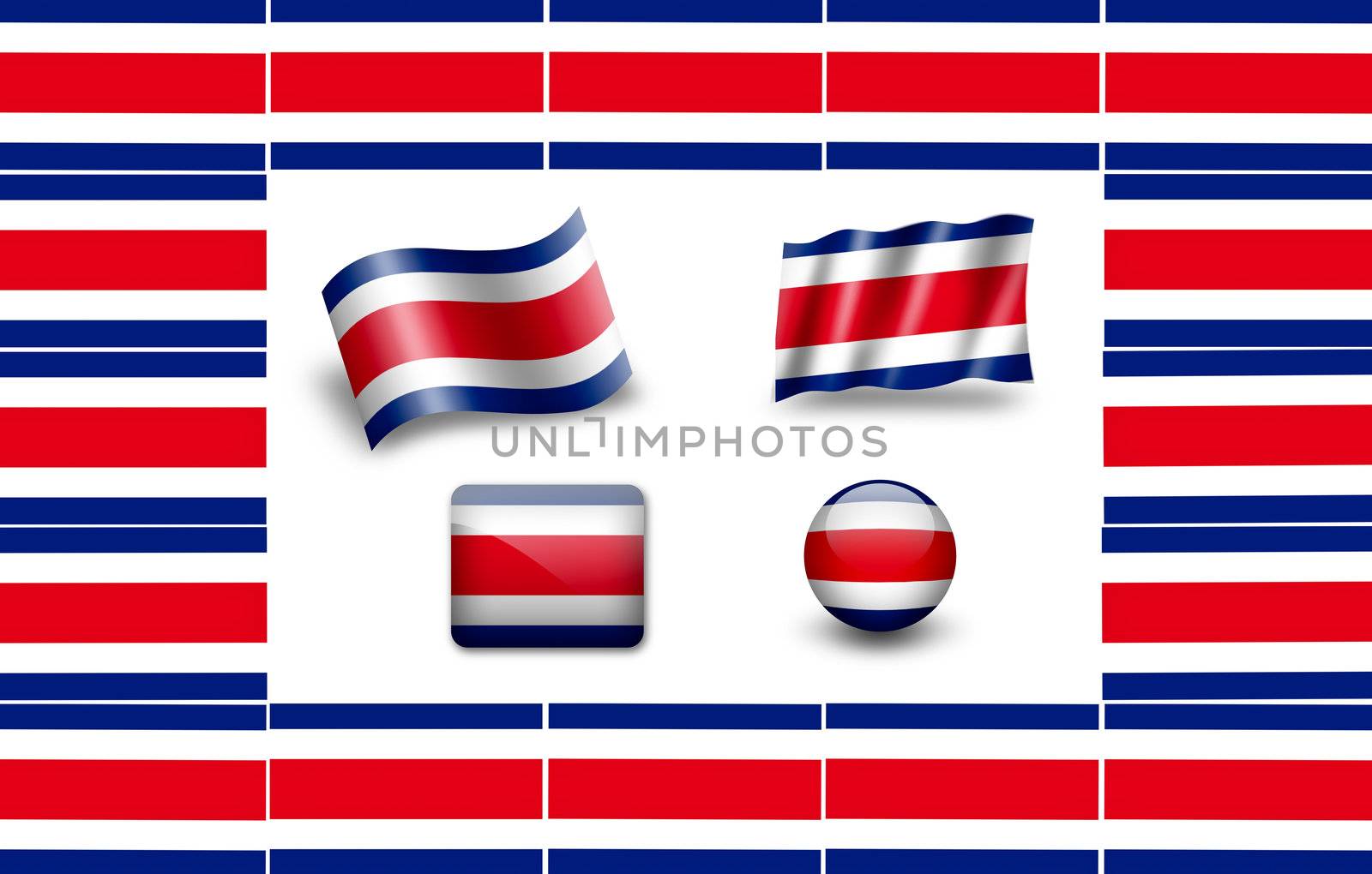 flag of Costa Rica. icon set. flags frame. by ewastudio