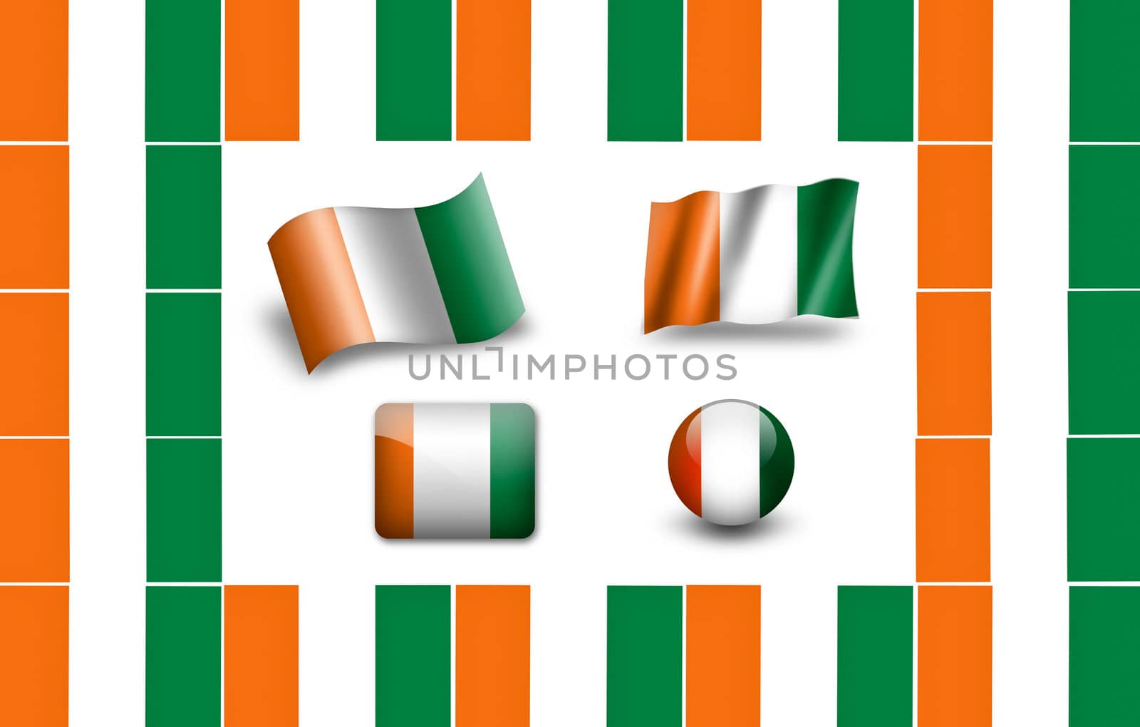 Flag of Cote d'Ivoire. icon set. flags frame.