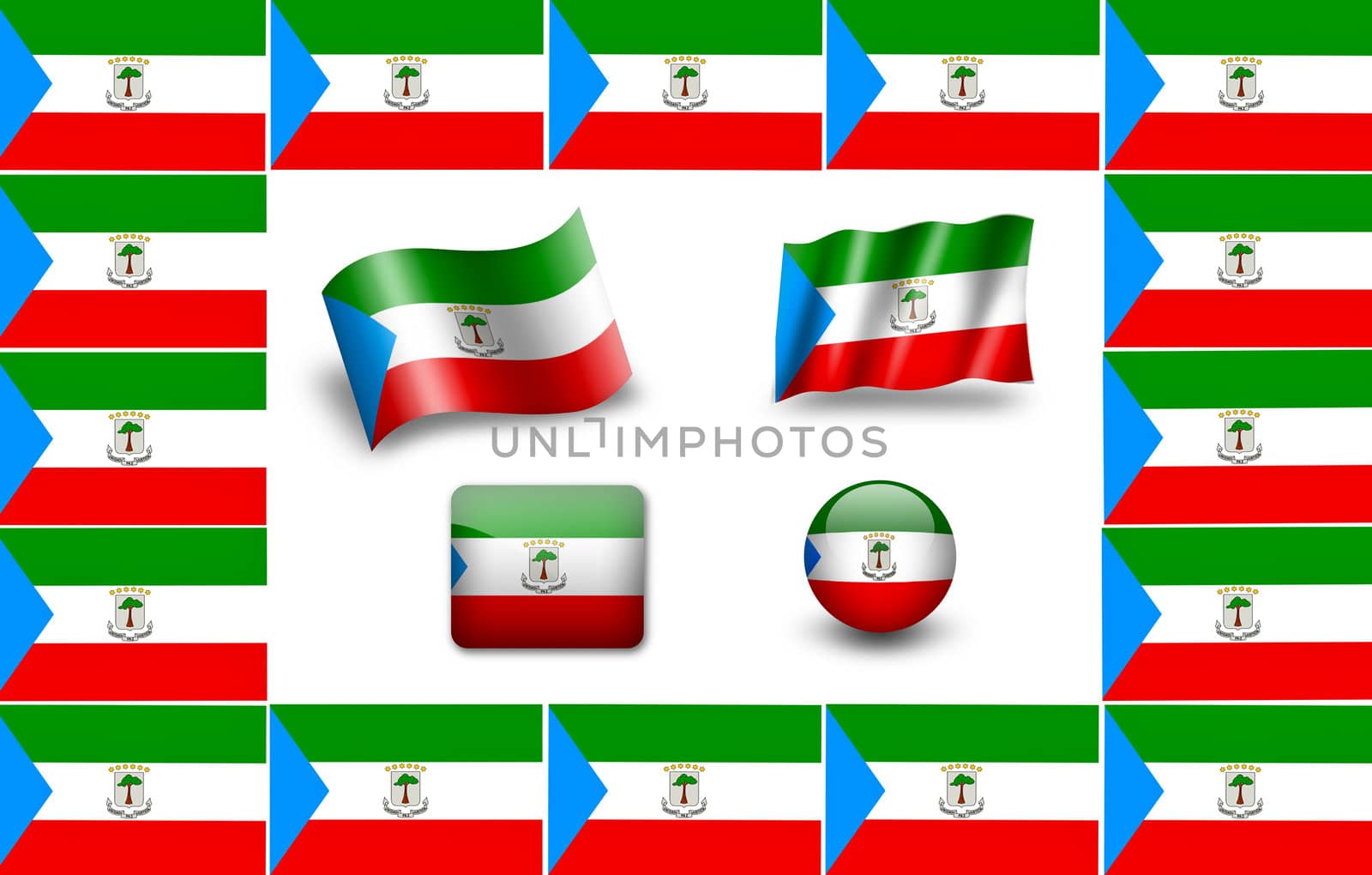 flag of Equatorial Guinea. icon set