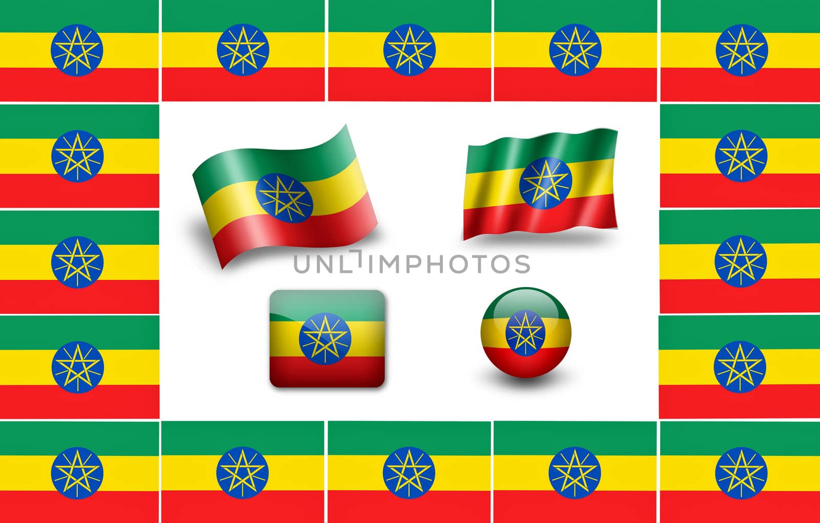 flag of Ethiopia. icon set by ewastudio