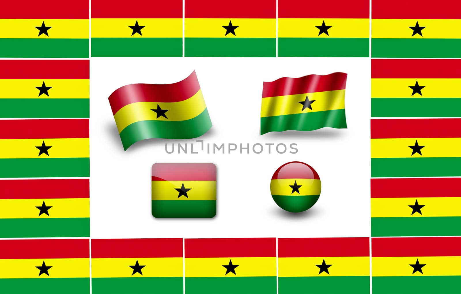 flag of Ghana. icon set by ewastudio