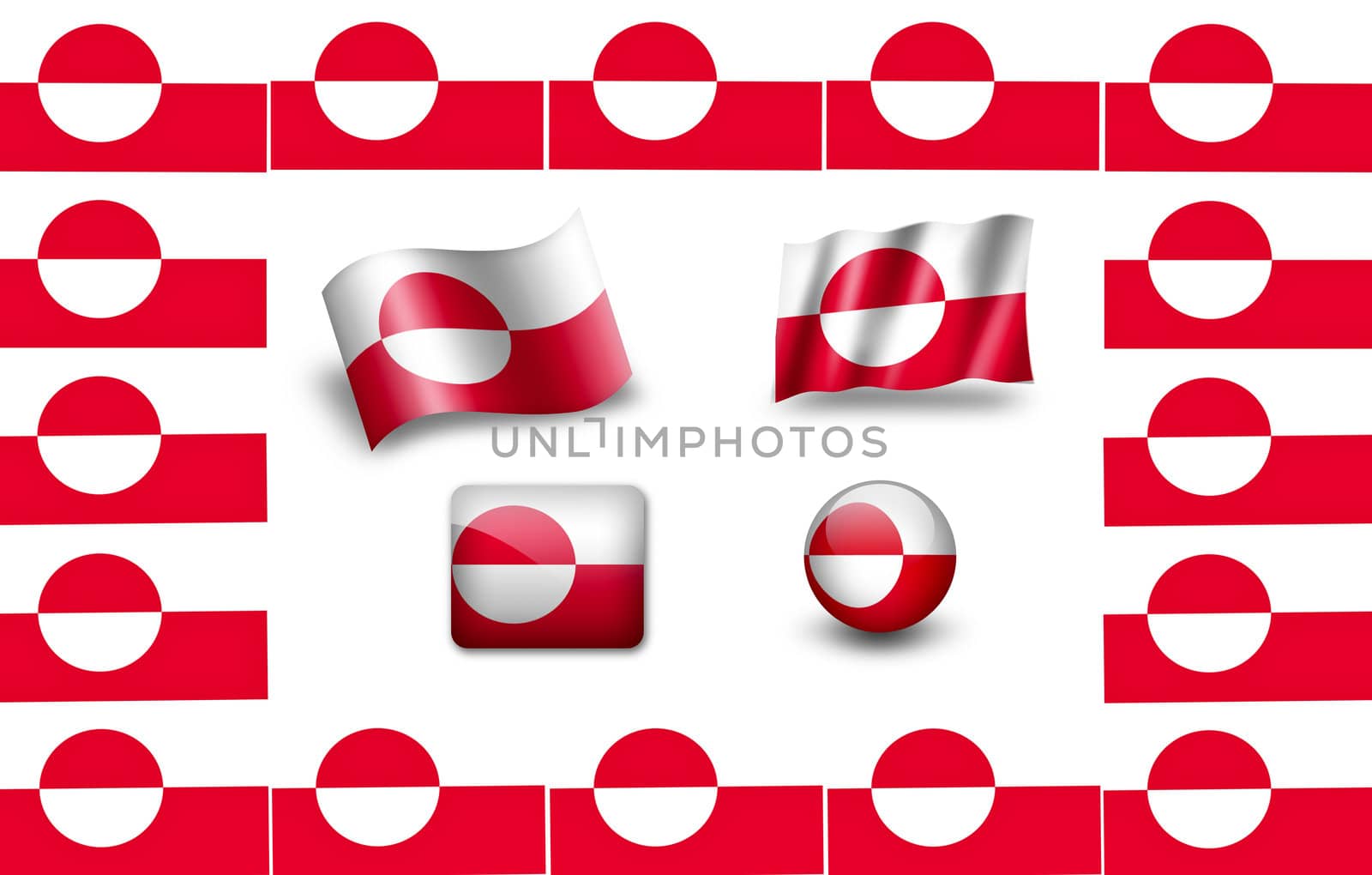 flag of Greenland. icon set by ewastudio