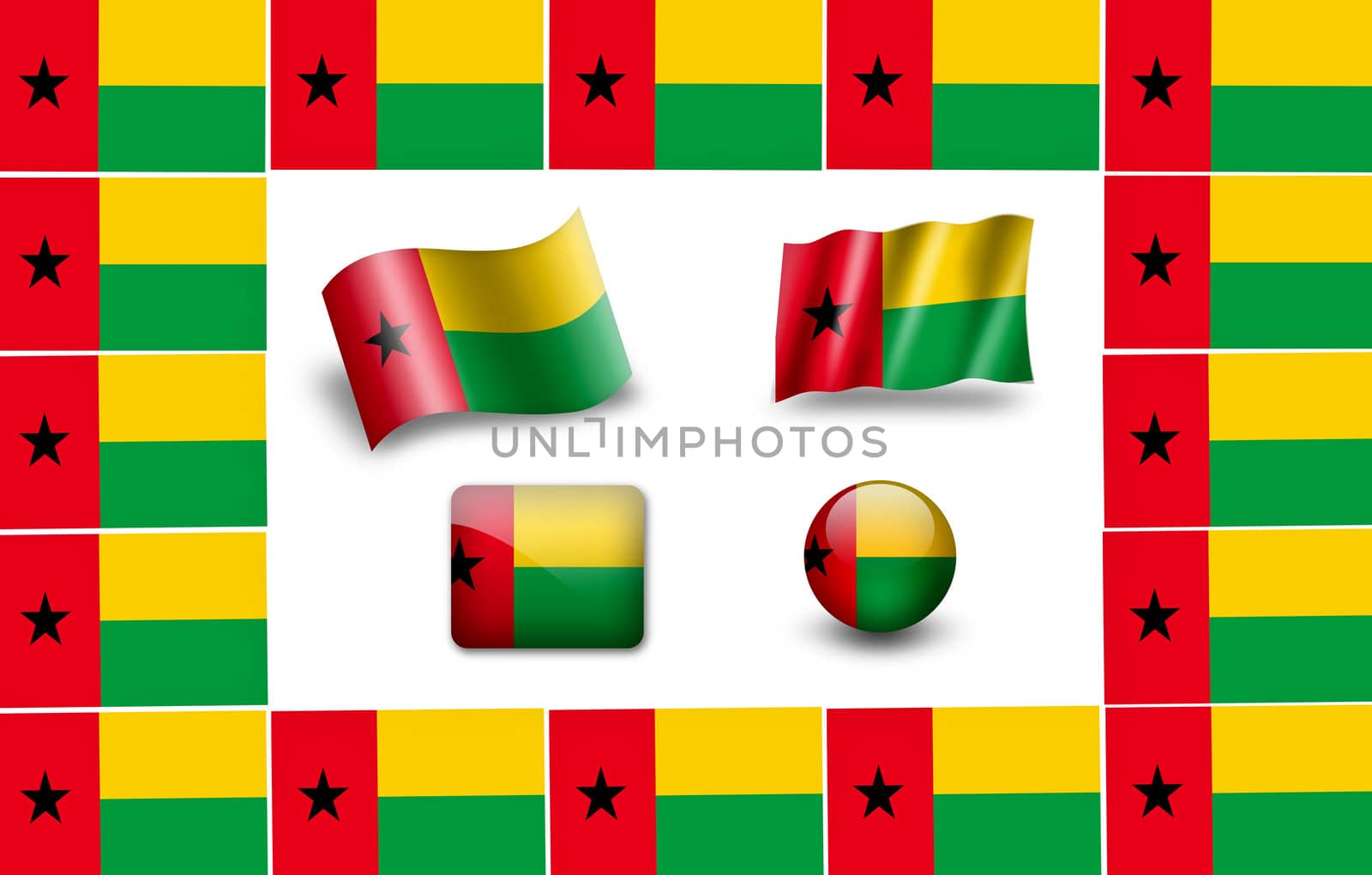 flag of Guinea - Bissau. icon set by ewastudio