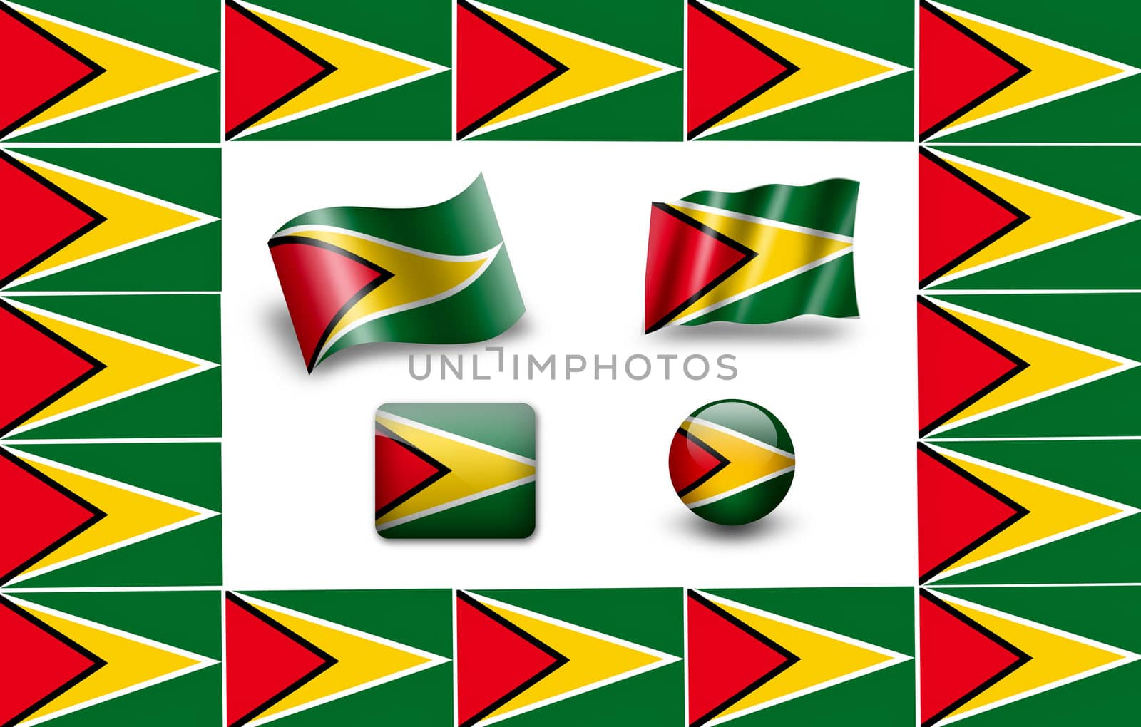 flag of Guyana. icon set by ewastudio