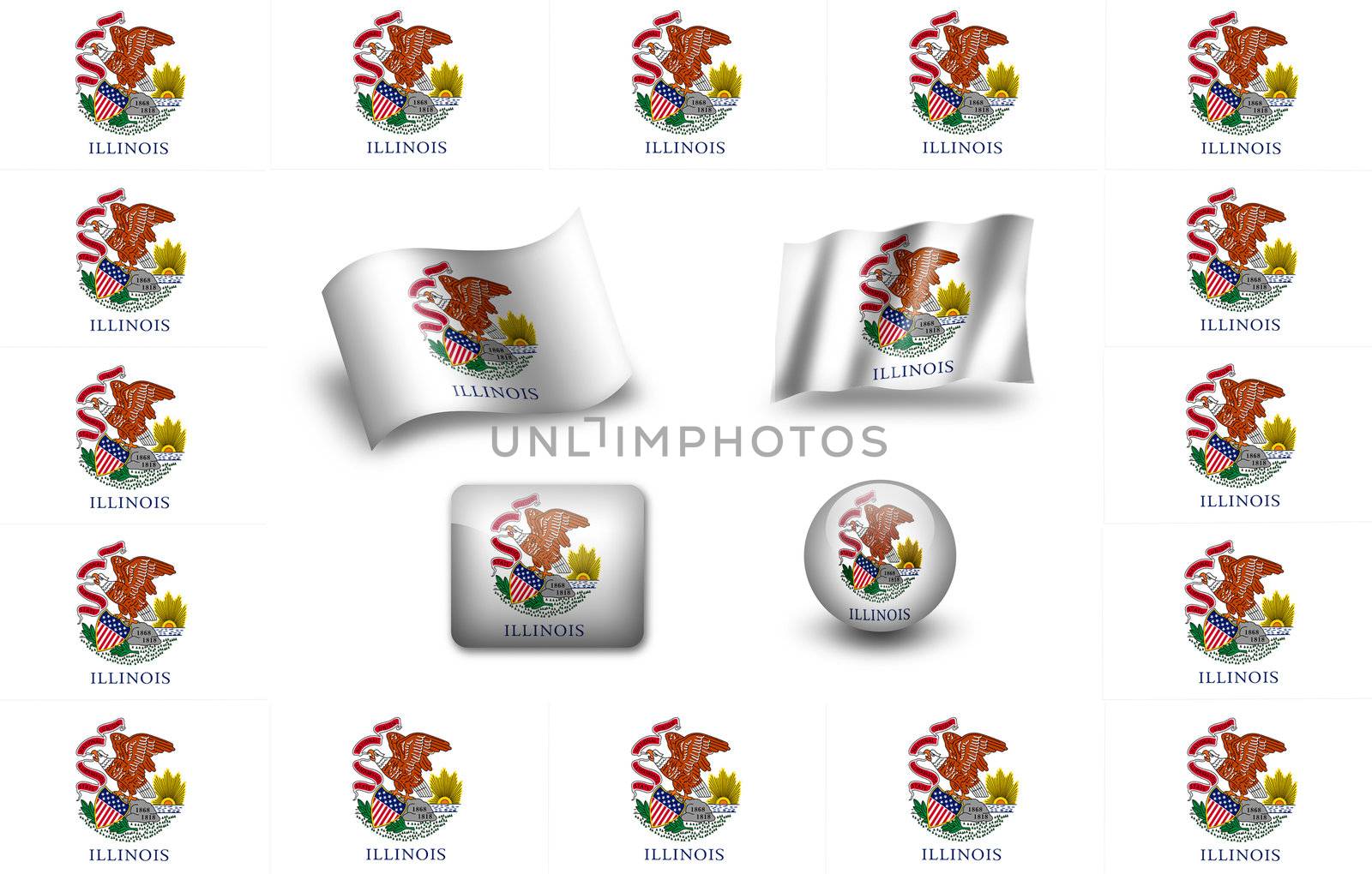 flag of Illinois. icon set