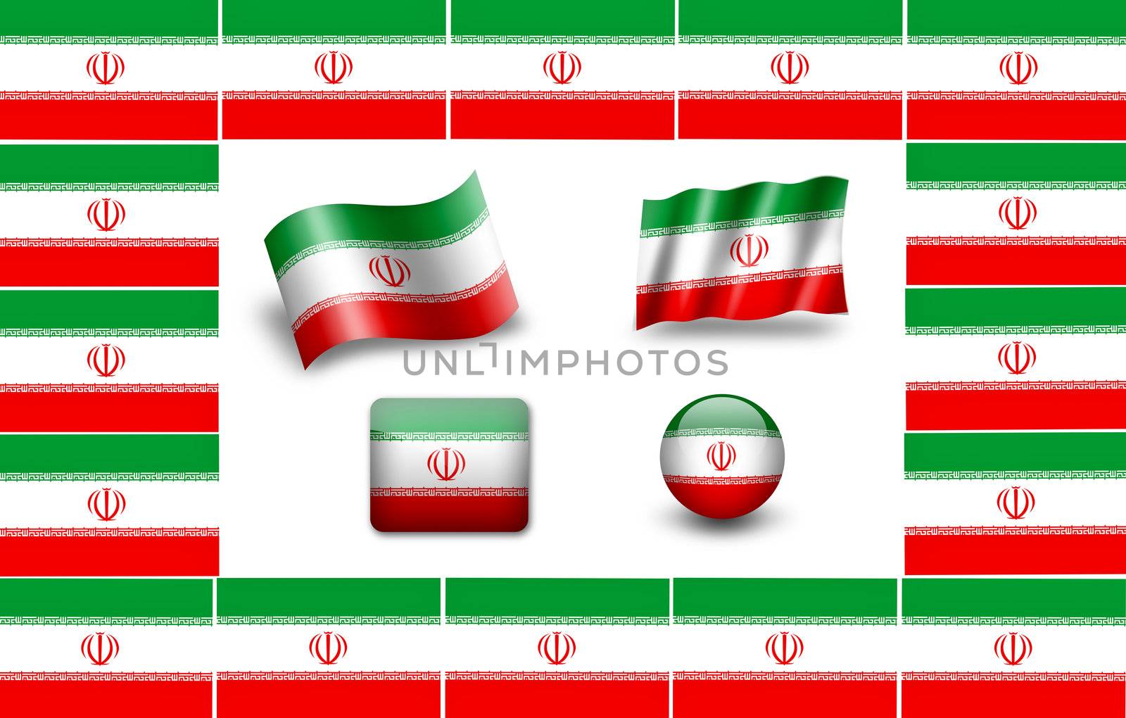 flag of Iran. icon set