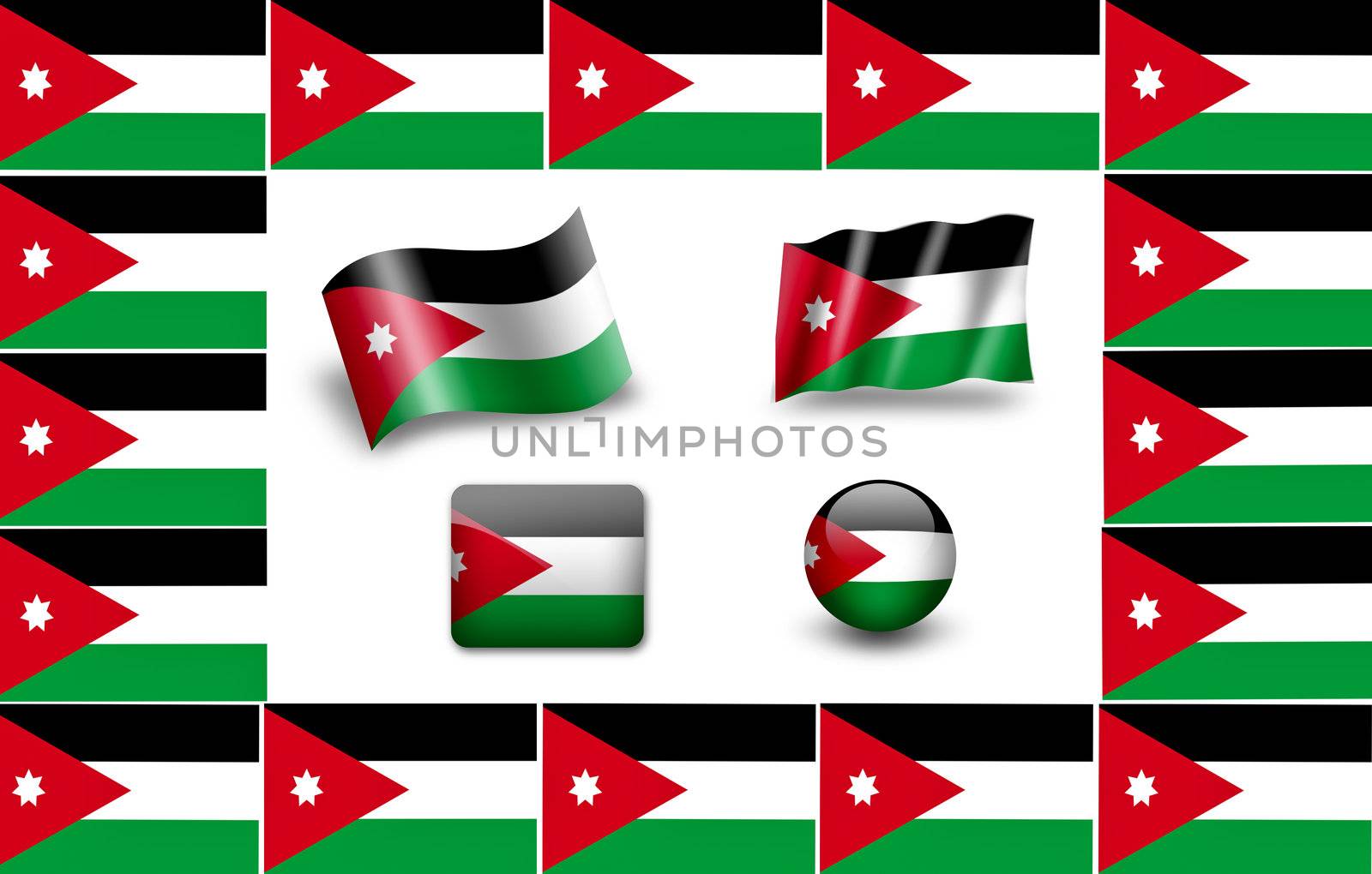flag of Jordan. icon set by ewastudio